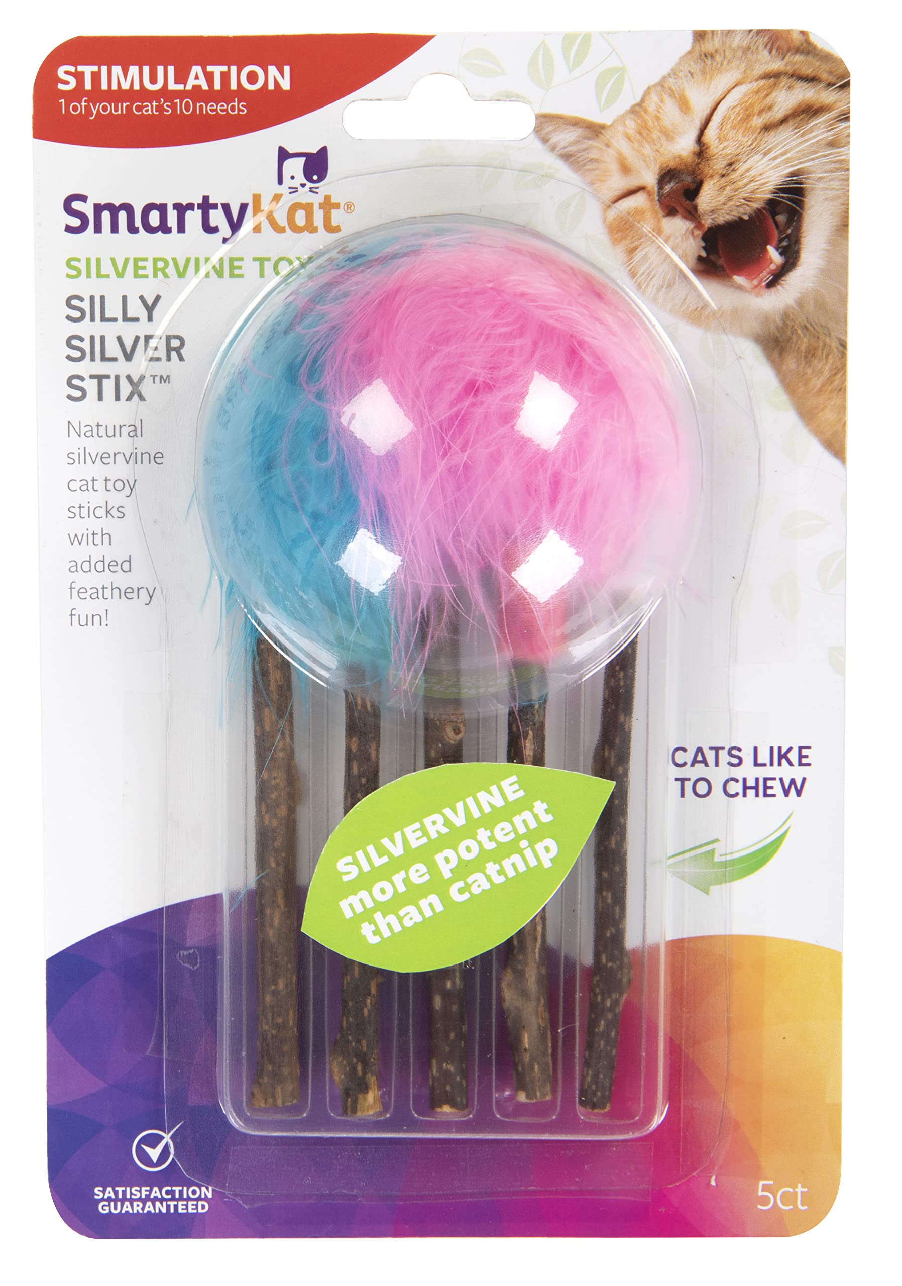 SmartyKat (2 Count) Silly Swimmers Crinkle Plush Catnip Cat Toys - Orange/Turquoise, 2 Count