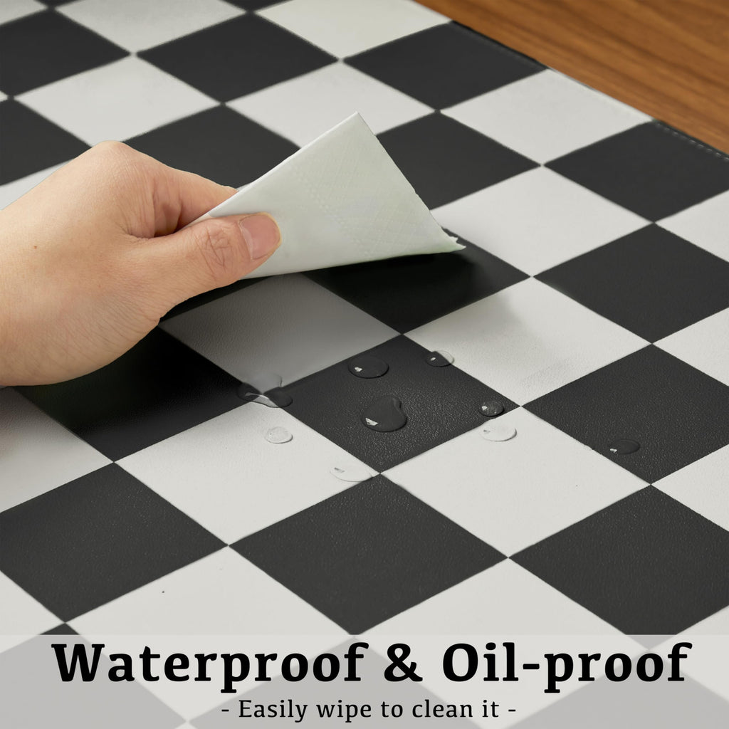 Ohocut Checkered Desk Mat, Large Cute Aesthetic Retro PU Leather Computer Laptop Desk Mat, Non-Slip Waterproof Mouse Keyboard Pad, Desk Writing Mat for Work/Home (Beige, 23.6" x 13.7")