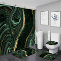 Nkzply 4 Pcs Black Marble Shower Curtain Sets with Rugs Gold Bathroom Sets with Shower Curtain and Rugs Modern Abstract Bathroom Decor Accessories Shower Curtains for Bathroom Toilet Lid Cover