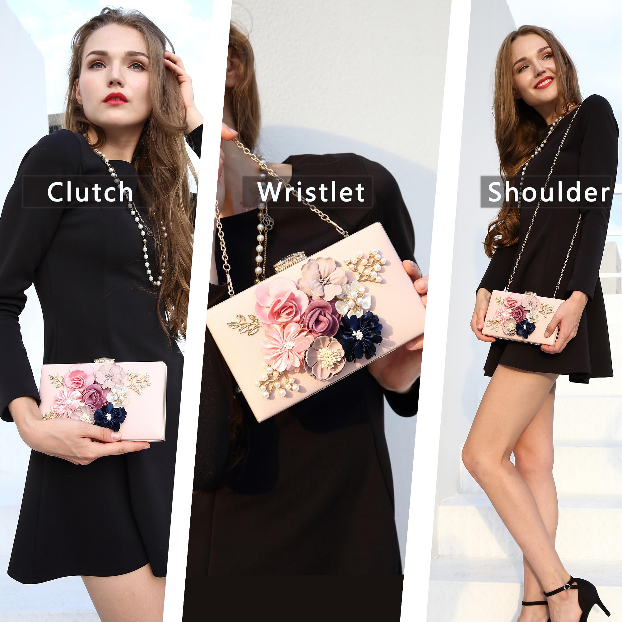 Evening Bag for Women, Flower Wedding Evening Clutch Purse Bride Floral Clutch Bag