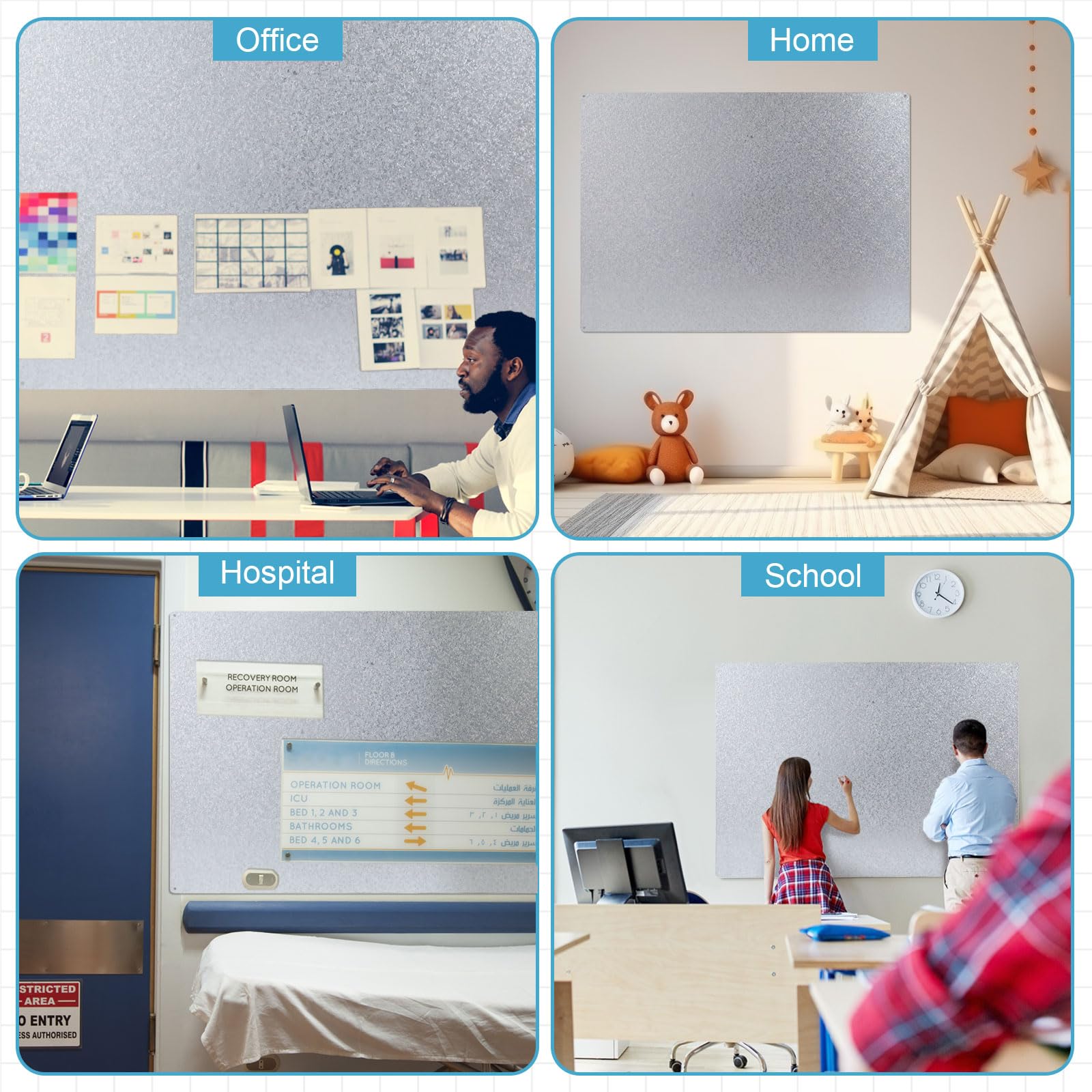 Ireer Magnetic Board Steel Magnet Bulletin Boards for Walls to Display Magnetic Notes Photos for Home Office Classroom, Pre Drilled with Screws and Dry Wet Erase Feature(Black,24 x 48 Inch)