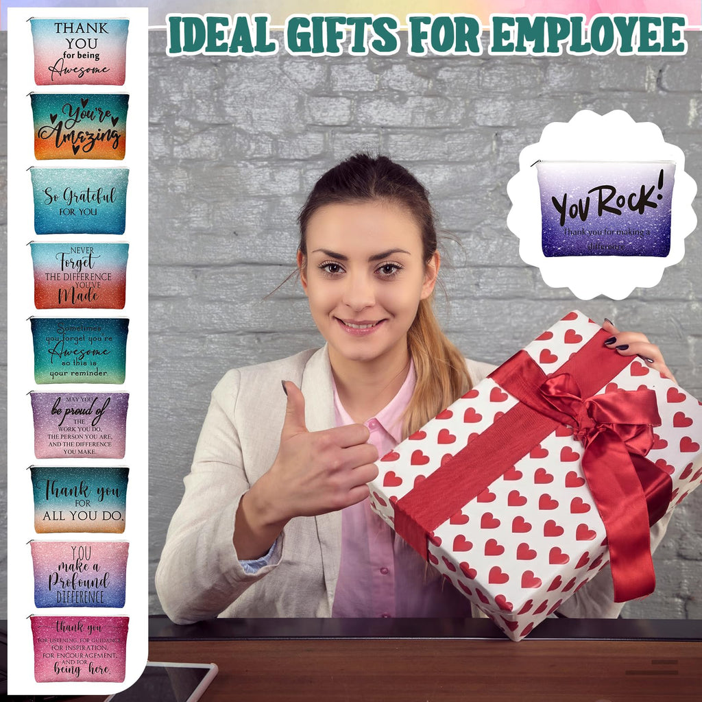 Vercraft 20 Pcs Employee Appreciation Gift for Women Inspirational Canvas Makeup Bag Portable Compact Mirror Bulk Cosmetic Bag Thank You Party Favor for Women Coworker Nurse (Bohemian,Boho)