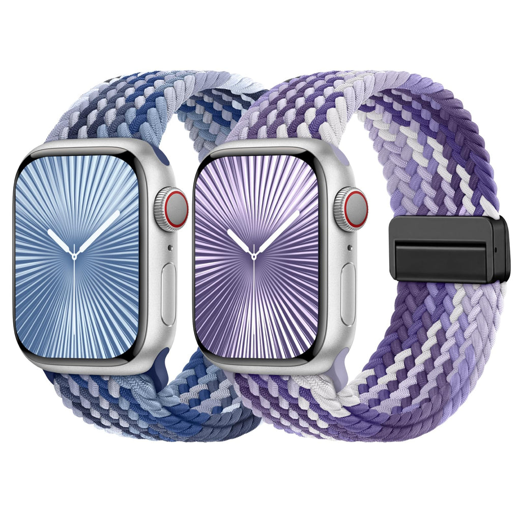 Braided Stretchy Bands with Magnetic Clasp Compatible for Apple Watch Band 38mm 40mm 41mm 42mm 44mm 45mm 46mm 49mm Women Men, Nylon Sport Solo Loop for iWatch Series 11 10 9 8 7 6 5 4 3 Ultra 3 2 1 SE
