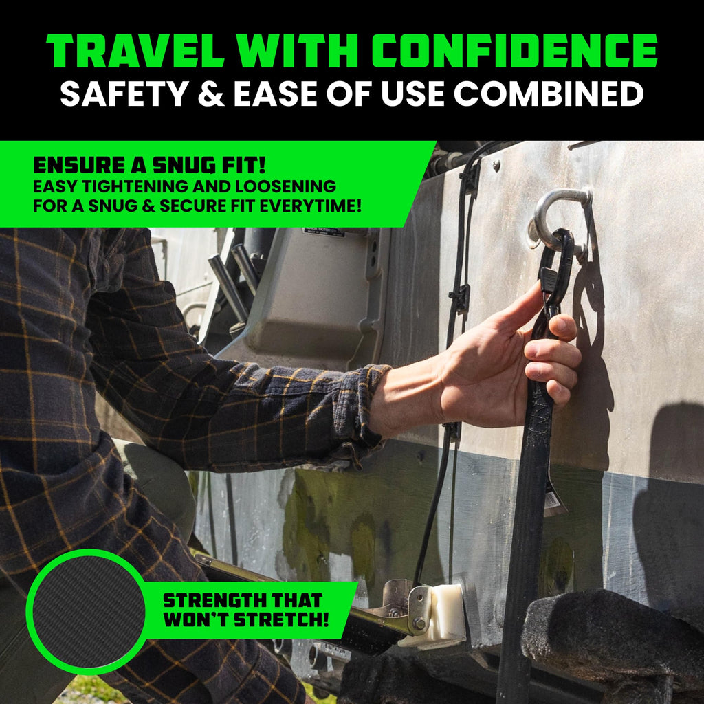 Rhino USA Boat Trailer Straps (2-Pack) - Heavy Duty 2 Inch x 48 Inch Boat Tie Down Straps to Trailer - Ultimate Adjustable Transom Tie Down Straps for Trailering Safety with Boat, Jet Ski, & More!