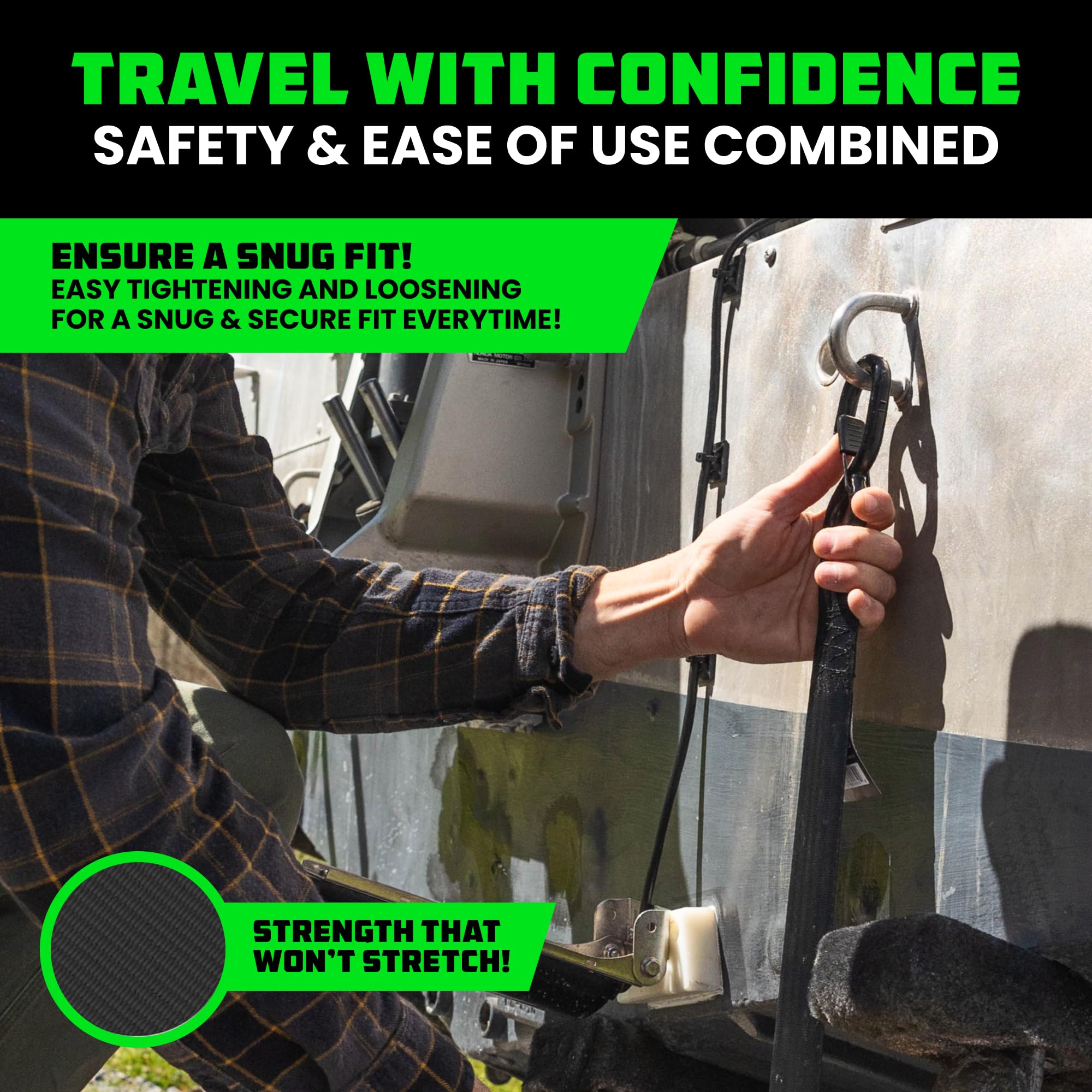 Rhino USA Boat Trailer Straps (2-Pack) - Heavy Duty 2 Inch x 48 Inch Boat Tie Down Straps to Trailer - Ultimate Adjustable Transom Tie Down Straps for Trailering Safety with Boat, Jet Ski, & More!