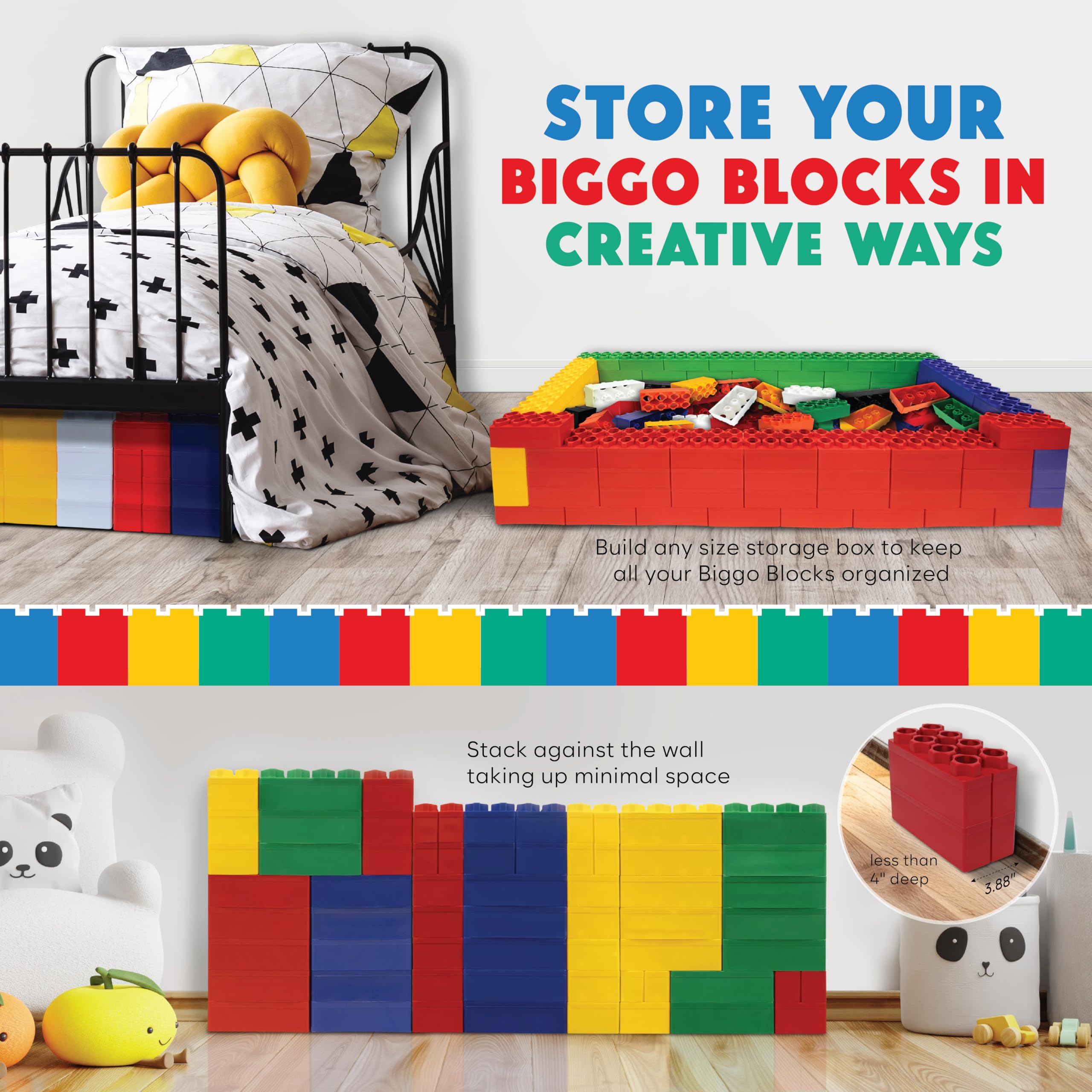 BiggoBlocks Large Building Blocks for Kids Ages 3-8 – 288 Piece Mega Set – Indoor & Outdoor STEM Toy for Boys & Girls
