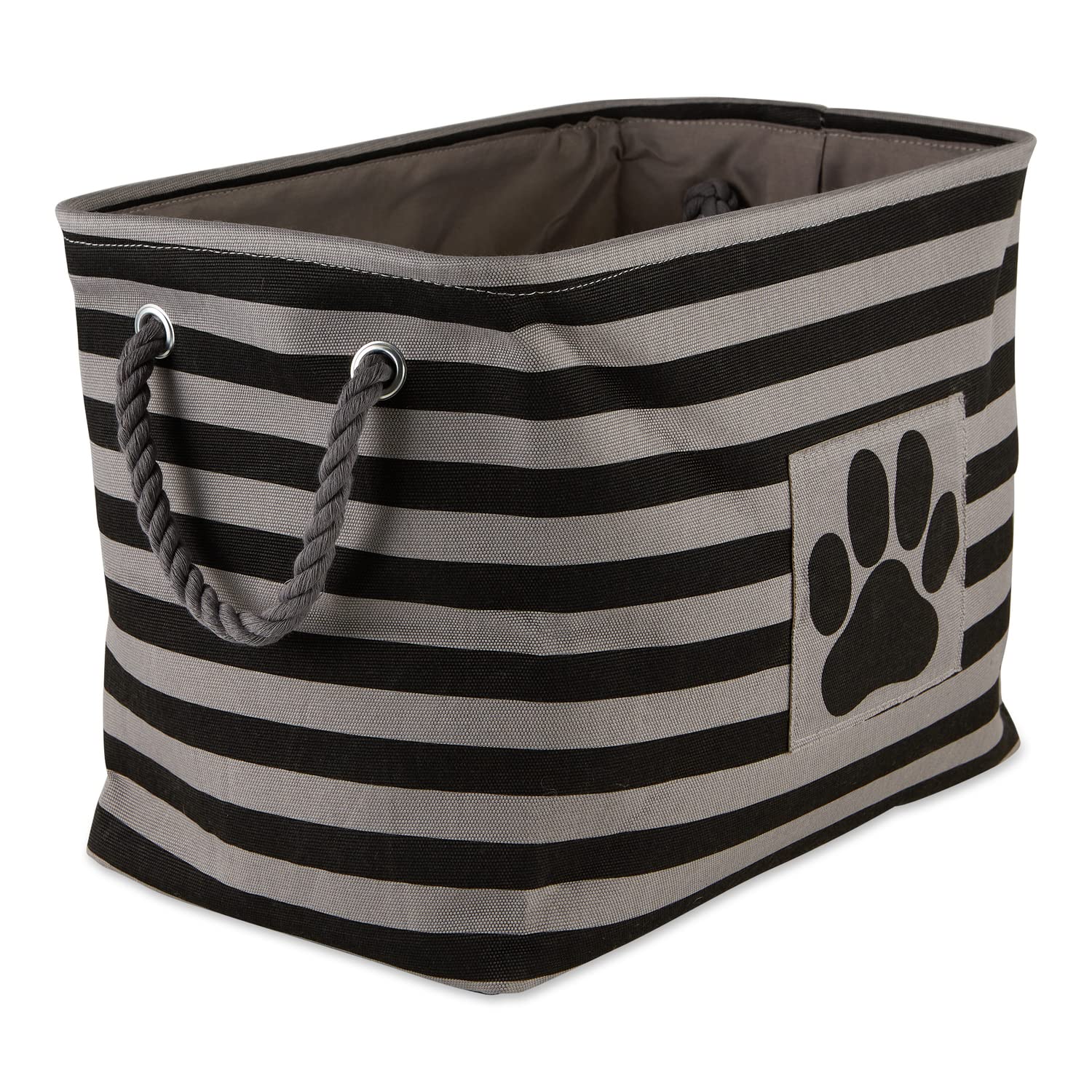 Bone Dry Pet Storage Collection Striped Paw Patch Bin, Aqua, Small Rectangle