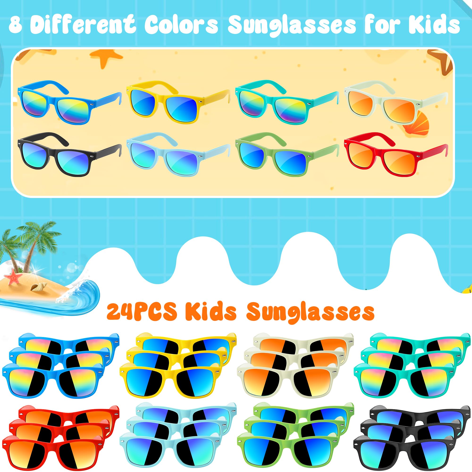 Kids Sunglasses Bulk, Kids Sunglasses Party Favors for Age 3-8, UV400 Protection Neon Kids Sunglasses Bulk for Boys Girls (12Pack-heart sunglasses)
