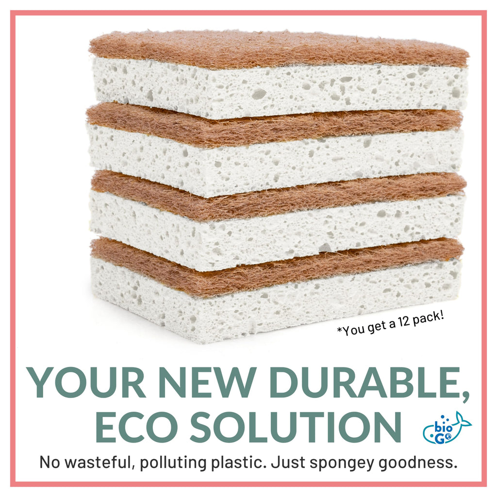 bioGo 30 Pack Compostable Pop-Up Sponges - Expanding, Non-Scratch, Plant-Based Dish - Bulk Color - Pop Up Sponge - Kitchen
