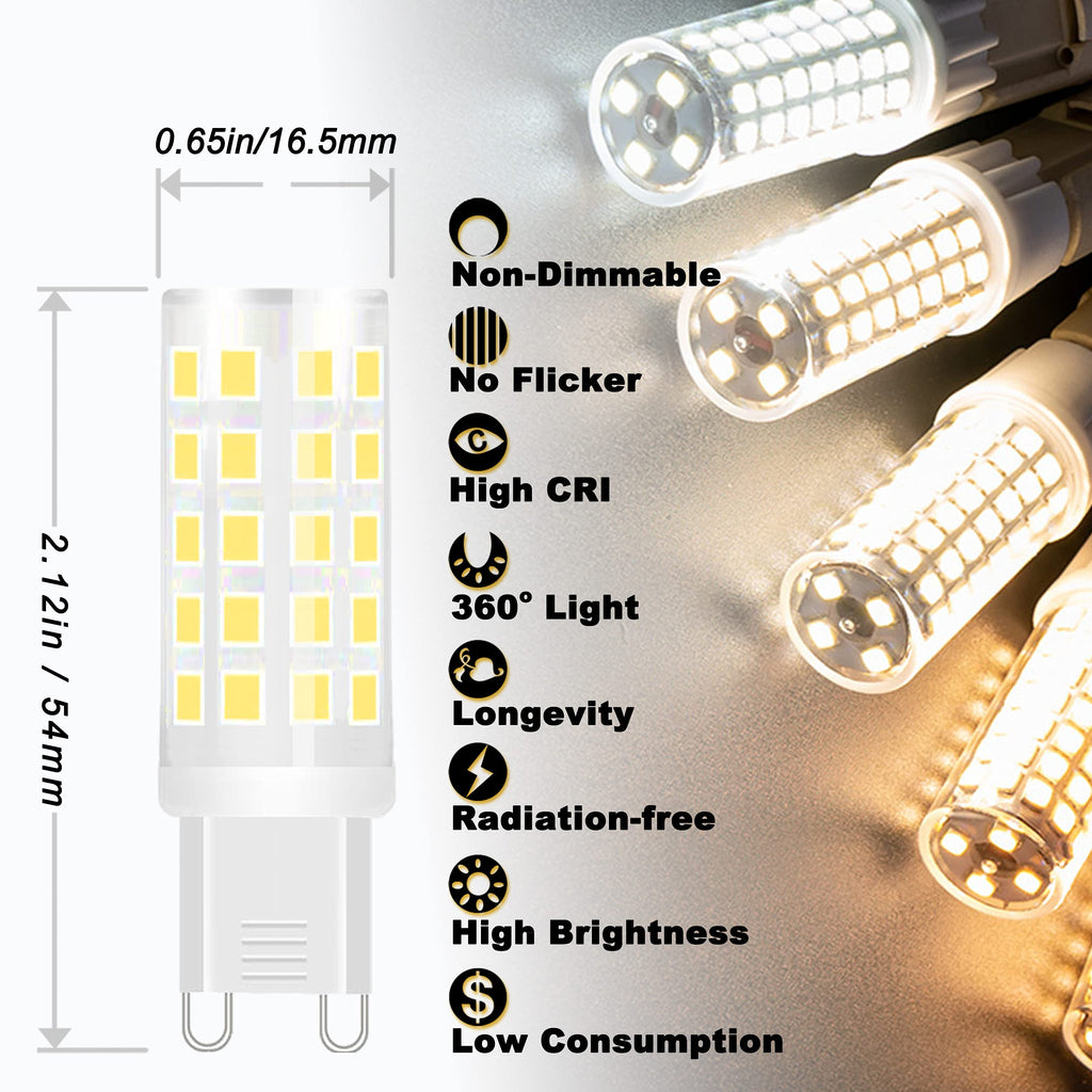 ALIDE G9 Led Bulbs Dimmable 3W Replace 20W 25W 30W Halogen Equivalent,2700K Soft Warm White, AC120V G9 Clear T4 Bi-pin Led Bulbs for Chandelier Pendant Wall Home Lighting,300LM,360 Deg,10Pack