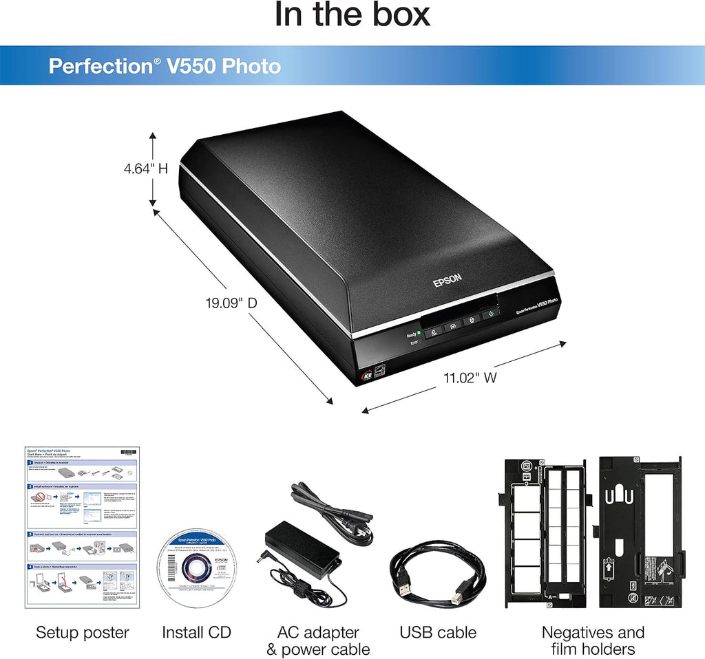 Epson Perfection V550 Color Photo, Image, Film, Negative & Document Scanner with 6400 DPI Optical Resolution