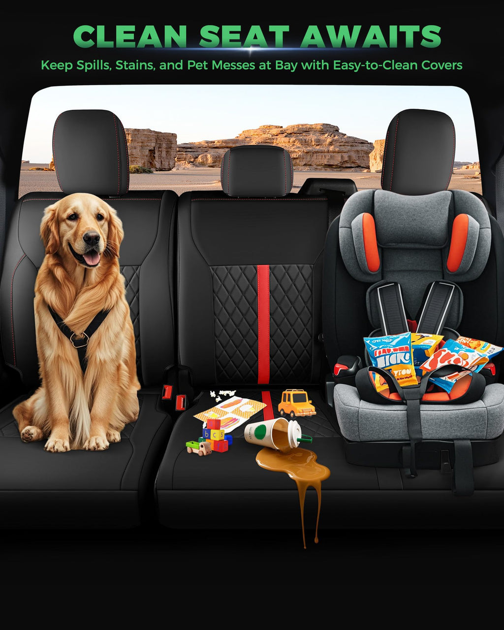 for Ford F150 Leather Seat Covers, Super Crew Cab XL XLT 2015-2020, F250 F350 F450 Super Duty Crew Cab 2017-2022,Custom Truck Seat Cover Full Set, Pickup Accessories, Black (Bucket Seat)