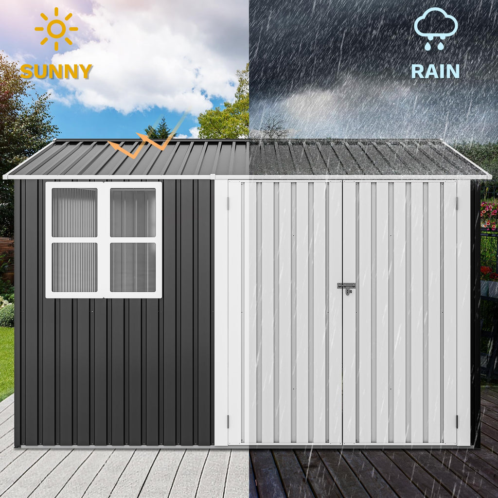 DWVO 6x4ft Outdoor Storage Shed, Lockable Metal Tool Storage Sheds, Waterproof Garden Sheds with Vents for Backyard, Patio, Garage, Lawn, Dark Gray