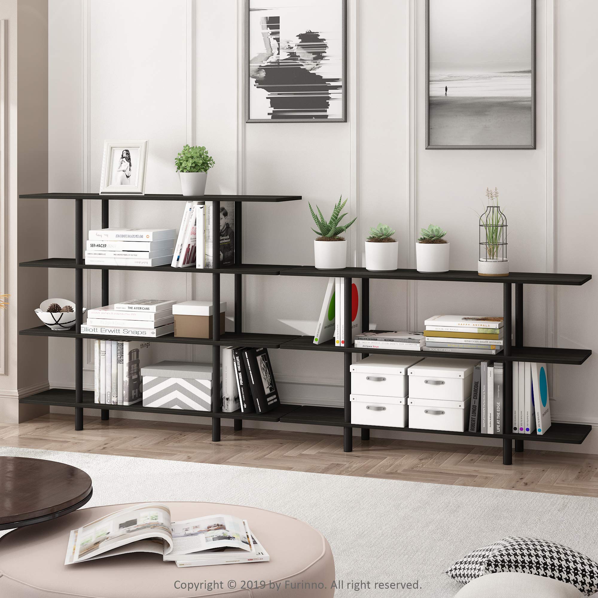 Furinno Turn-N-Tube 4-Tier Design Display Rack, Espresso/Black