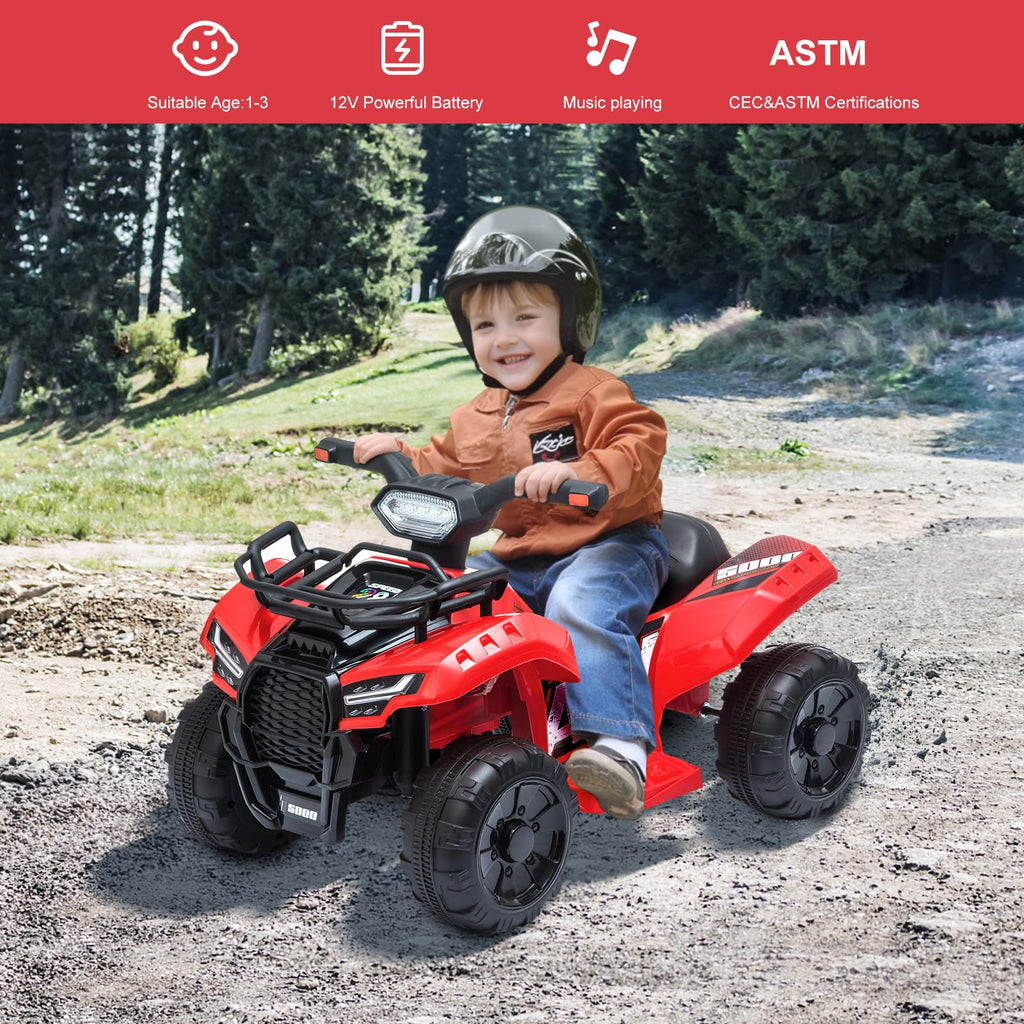 Kids Ride on ATV, 6V Battery Powered Kids Electric Vehicle, 4 Wheeler Quad w/Headlights, MP3, USB, Volume Control, Large Seat, Electric Ride on Toys Best Gifts for 18-36 Months Boys Girls (Black)