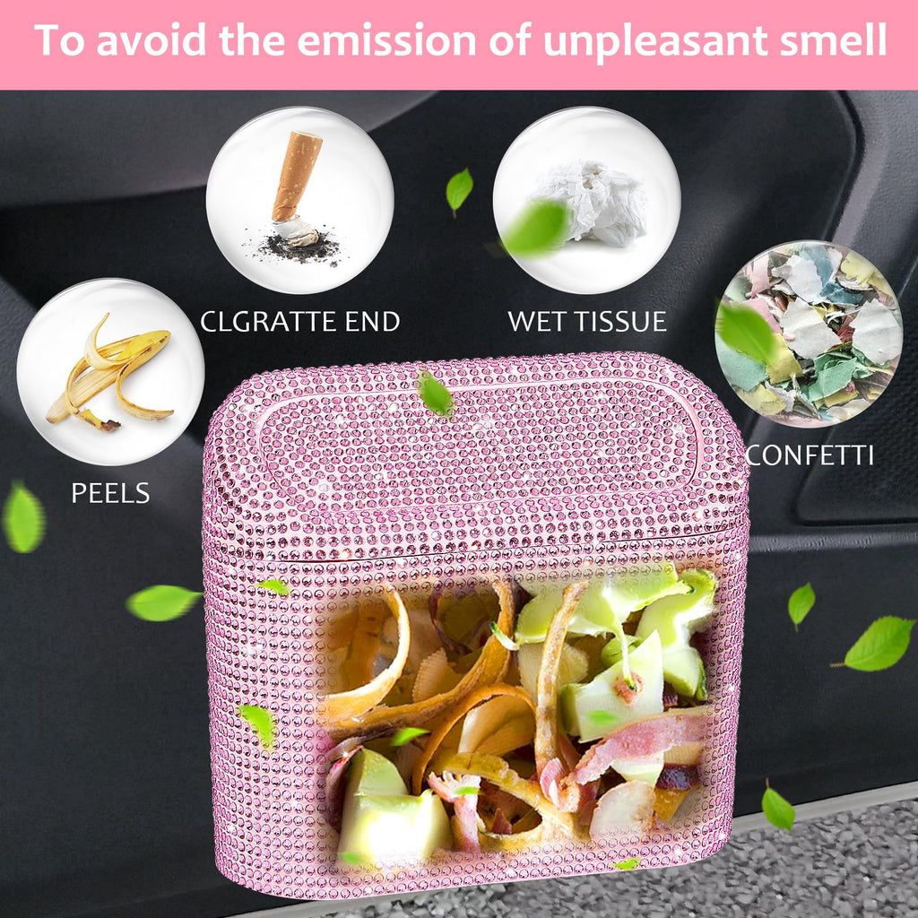 Accmor Car Trash Can with Lid, Mini Auto Dustbin Garbage Organizer with 30 Pcs Plastic Trash Bag, Automotive Garbage Container Bin for Vehicle, Home, Office