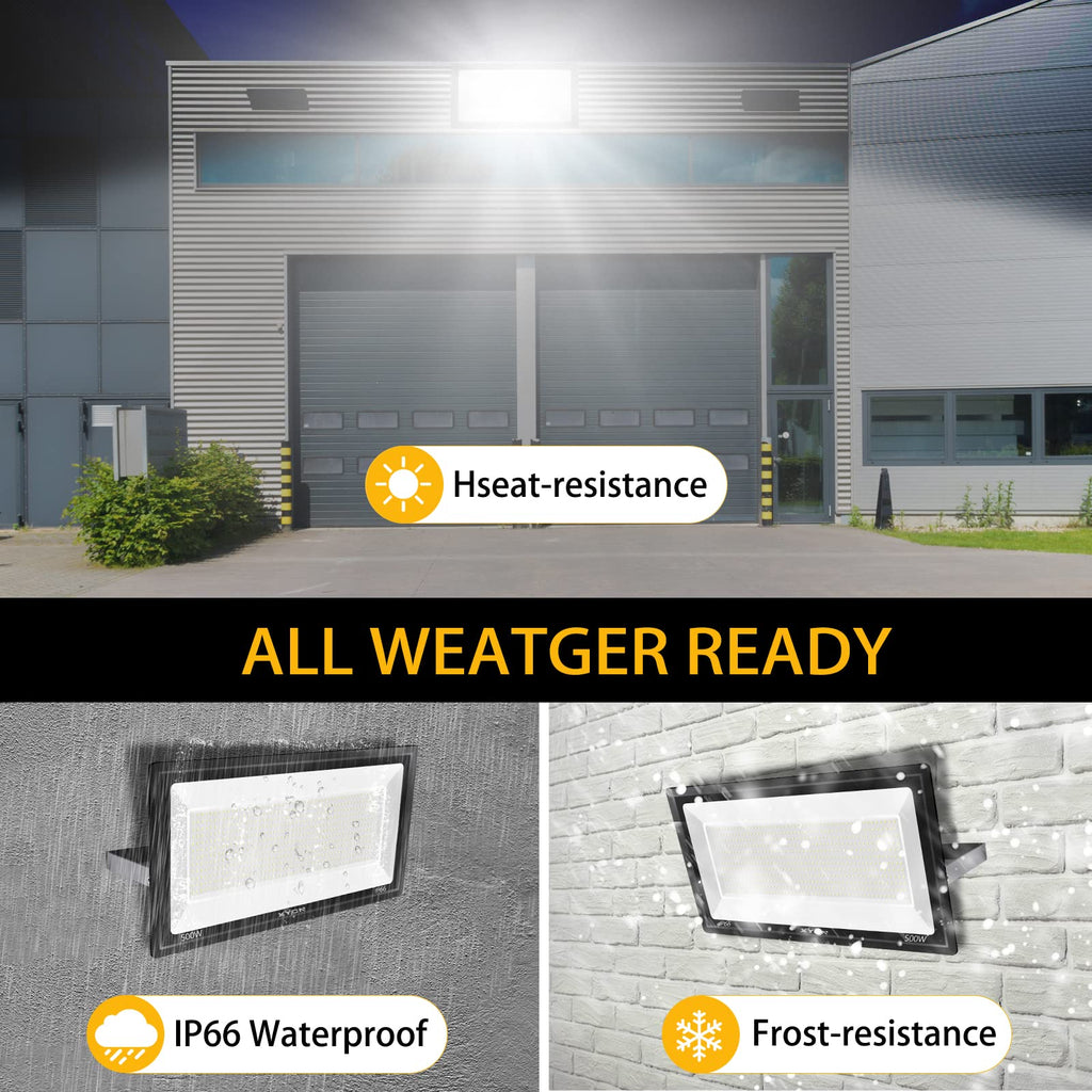 XYCN 4 Pack 100W LED Flood Light, IP66 Waterproof Outside Flood Light, 12500LM Super Bright Outdoor Security Lights, 5000K Daylight White Floodlight for Yard Garden Playground Basketball Court Patio