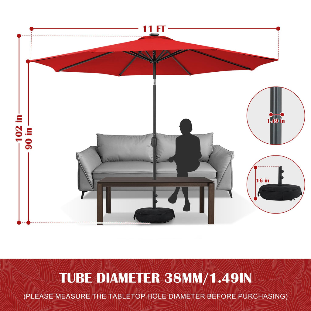 Sundale Outdoor 9FT Patio Umbrella with Sand Bag Umbrella Base, Outdoor Umbrella with Tilt and Crank, Beige