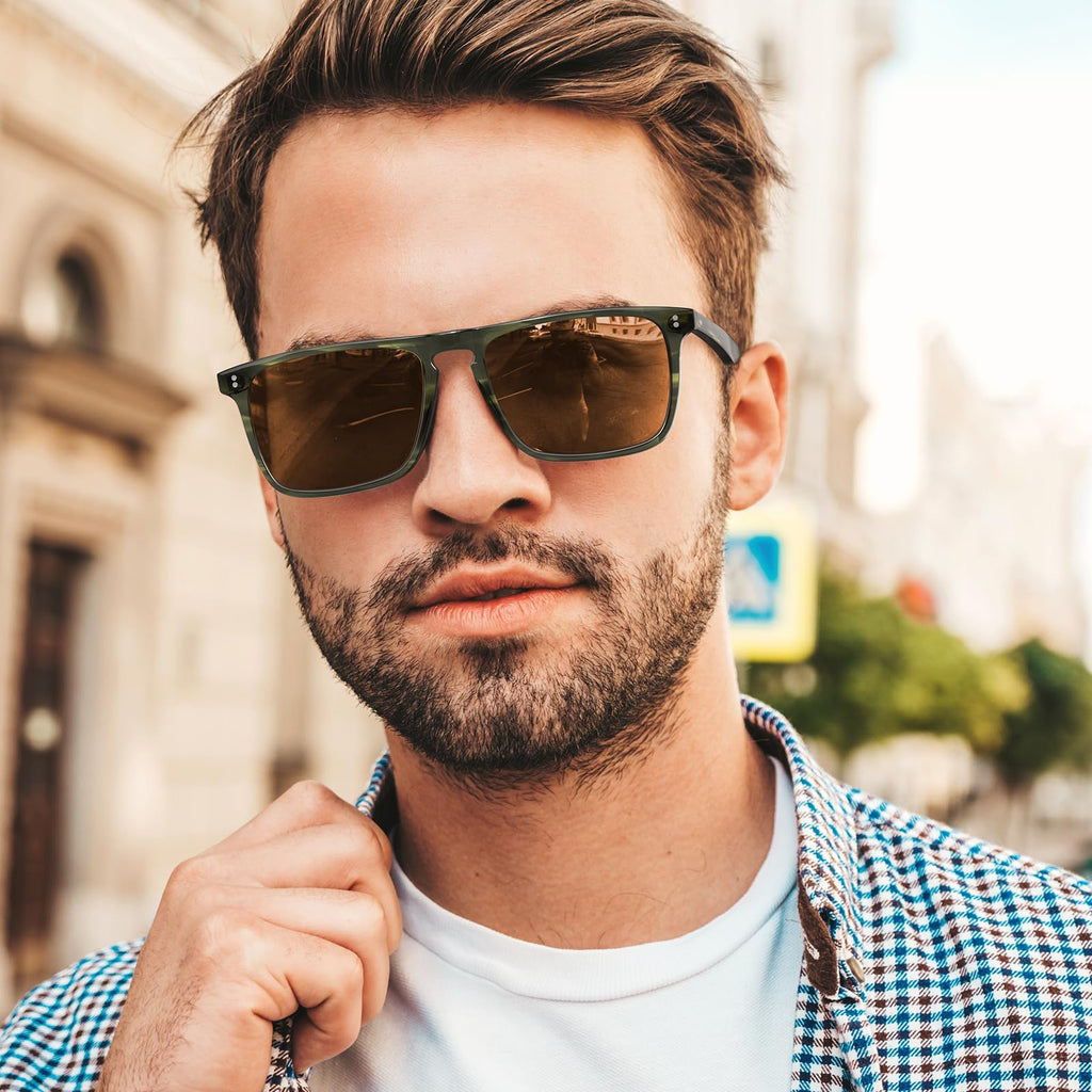 CARFIA Retro Polarized Sunglasses for Men UV Protection Hand-crafted Acetate Frame Fashion Cool Sun Glasses CA53572