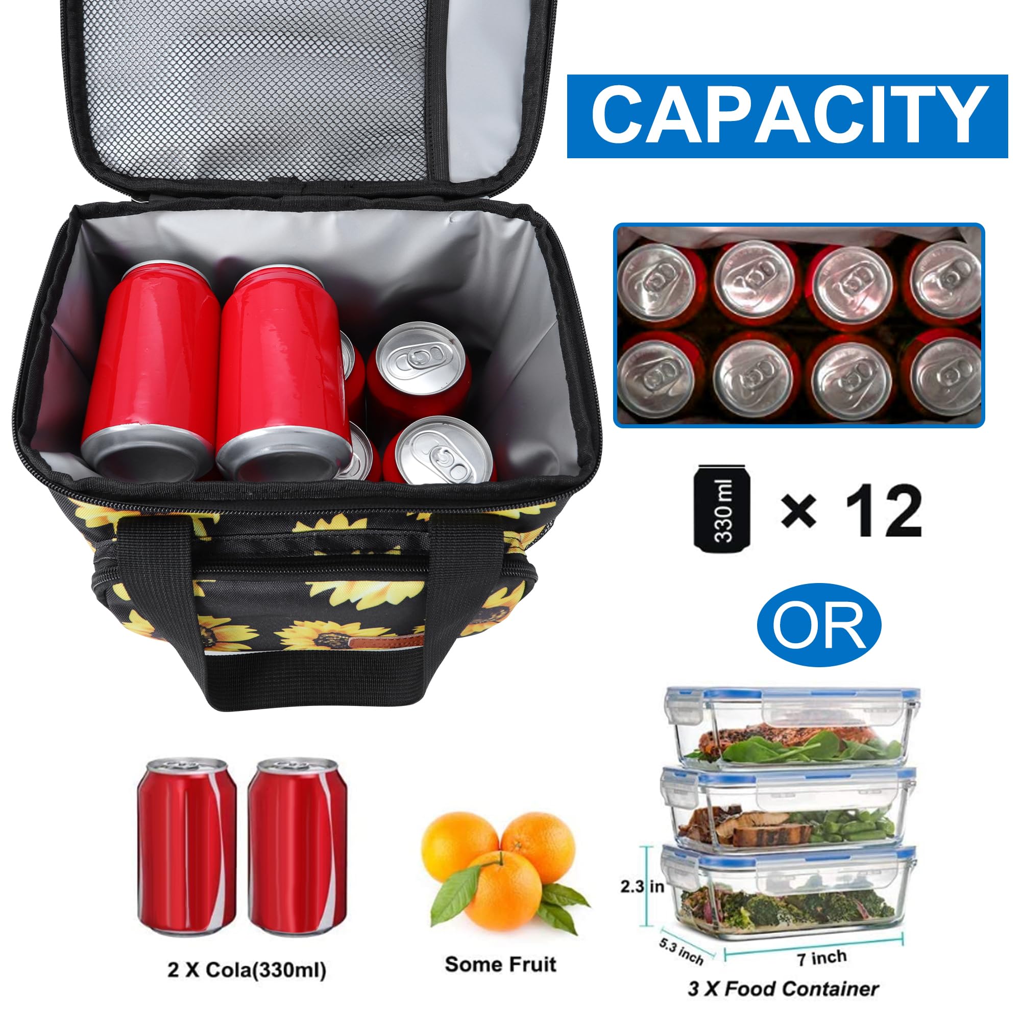Femuar Lunch Bags for Women/Men, Insulated Lunch Bag for Work Office Picnic - Large Lunch Cooler Bag Leakproof Lunch Box with Adjustable Shoulder Strap for Adults - Grey (15L)