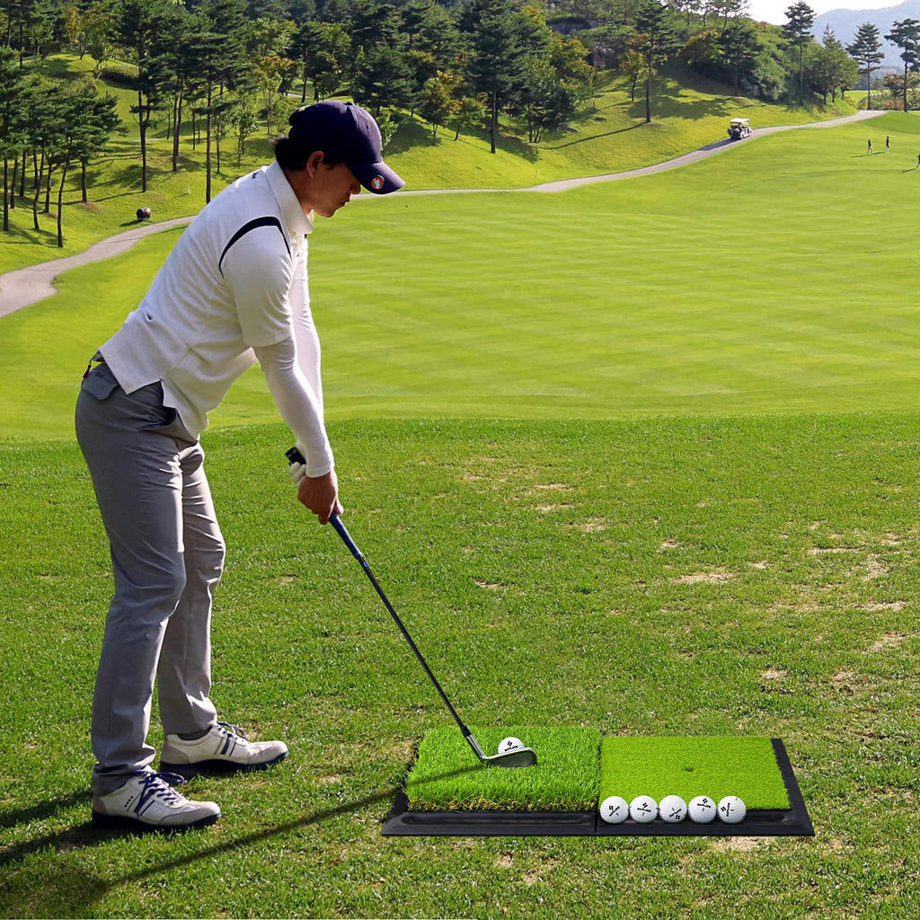 SAPLIZE Foldable Heavy-Duty Golf Hitting Mat with 10mm EVA Backing for Indoor/Outdoor Swing & Chipping, Golf Accessories & Gift for Men & Women