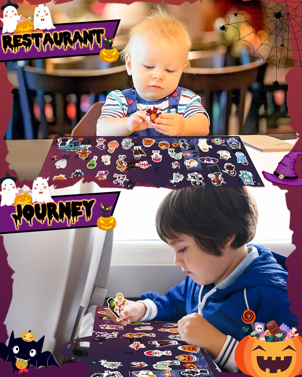 Benresive Reusable Sticker Book for Toddlers, Stickers for Kids, Travel Toys for Arts & Crafts Activities, Birthday Gift for Boys & Girls, Animals Dinosaurs Insects Themes