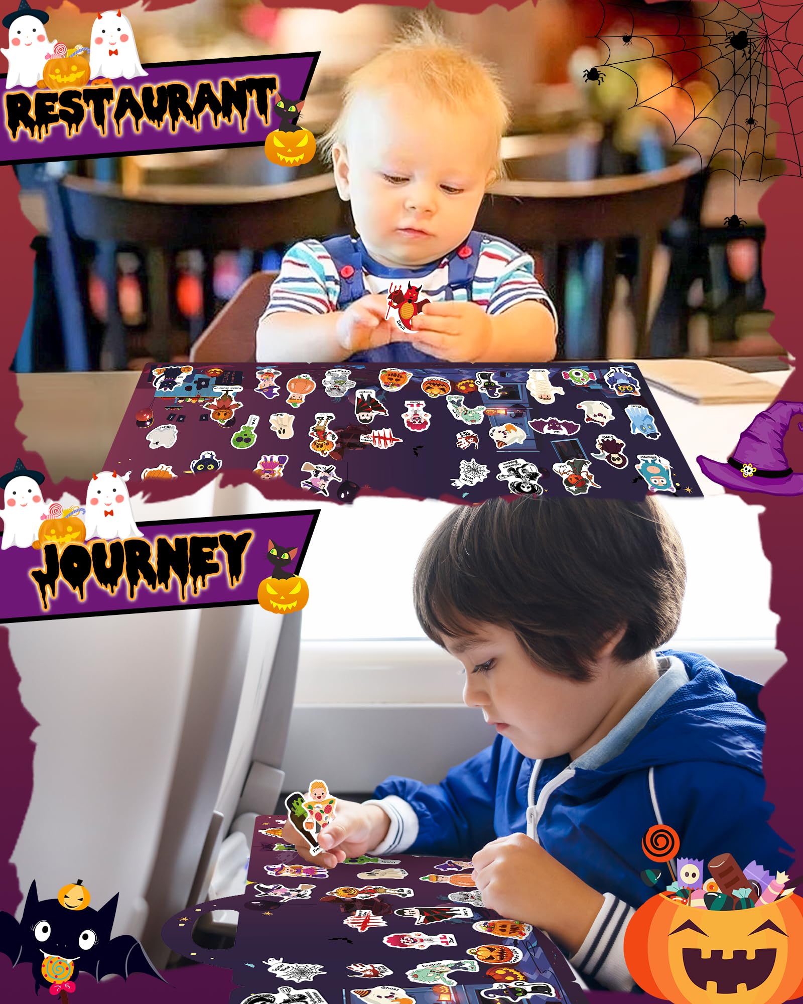 Benresive Reusable Sticker Book for Toddlers, Stickers for Kids, Travel Toys for Arts & Crafts Activities, Birthday Gift for Boys & Girls, Animals Dinosaurs Insects Themes