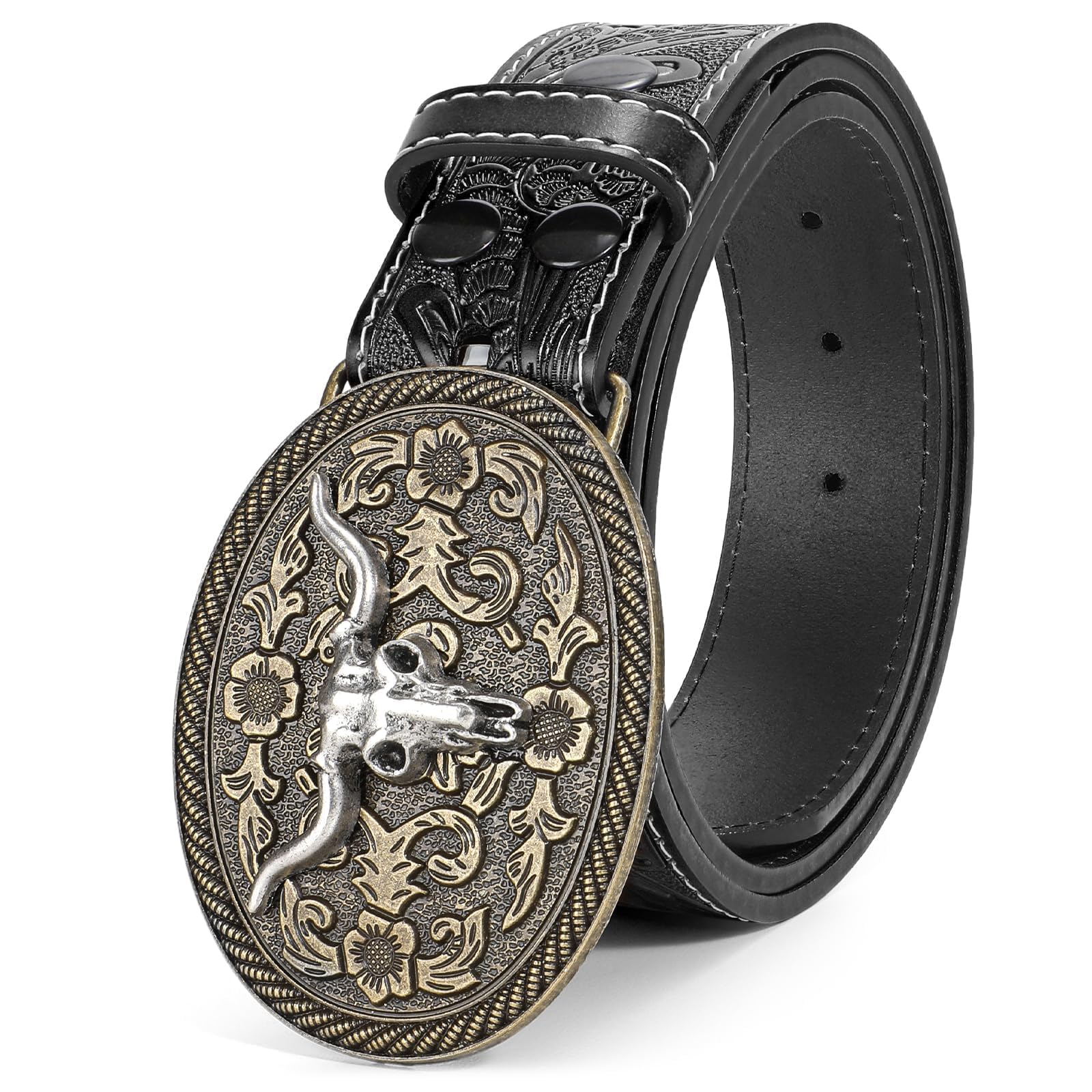 BELTROAD Western Leather Buckle Belt for Men Women Cowboy Cowgirl Mens Leather Belt for Jeans Christmas Men's Belt Gifts