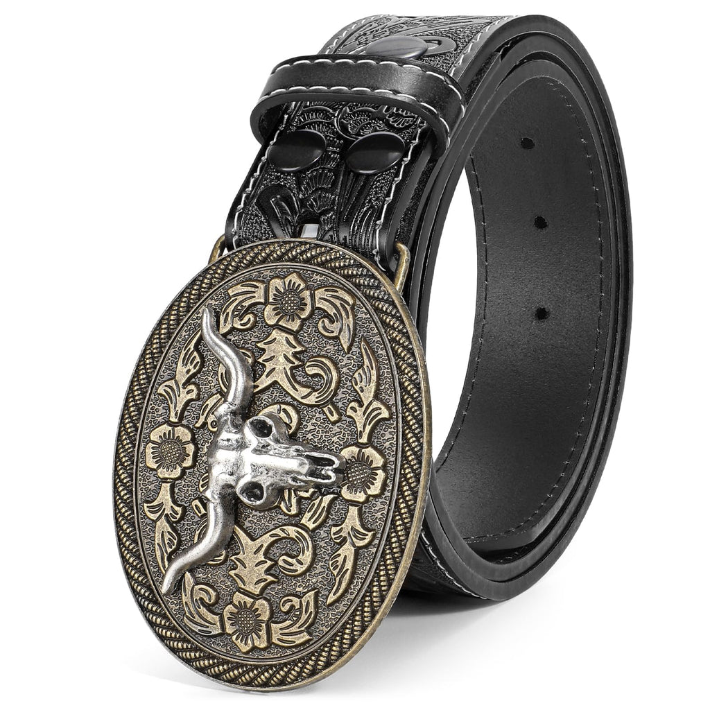 BELTROAD Western Leather Buckle Belt for Men Women Cowboy Cowgirl Mens Leather Belt for Jeans Christmas Men's Belt Gifts