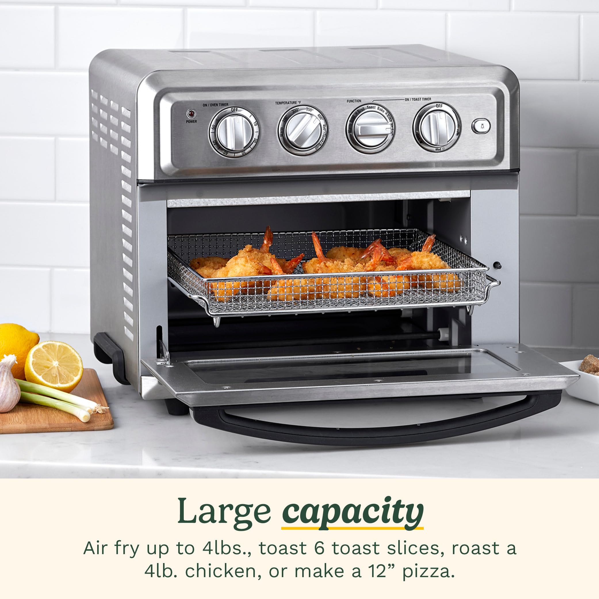 Cuisinart Air Fryer + Convection Toaster Oven, 8-1 Oven with Bake, Grill, Broil & Warm Options, Stainless Steel (TOA-70C)