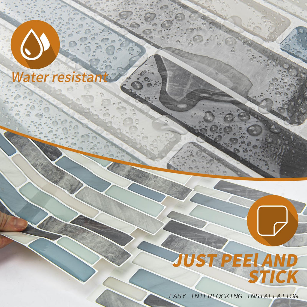 WOWSTAR 10-Sheet Peel and Stick Backsplash Tile for Kitchen, Back Splash Stick On Tiles for Kitchen Wall (Sand)
