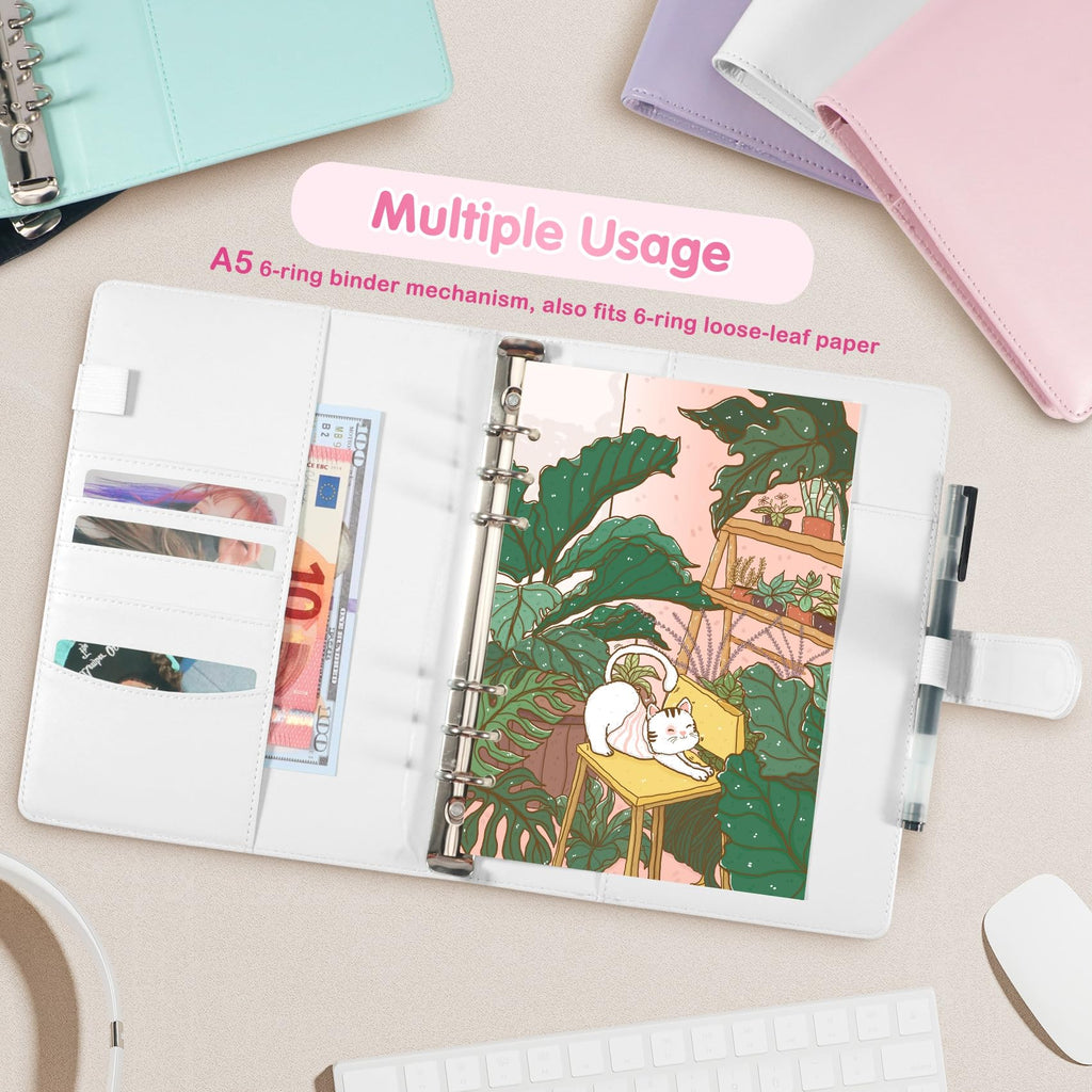 A5 Kpop Photocard Binder with 30 Pack 4-Pocket Card Pages, 6 Ring A5 Binder Card Collector Album with 240 Card Slots,PU Leather Binder Cover with Magnetic Buckle Closure for Organizing Trading Card