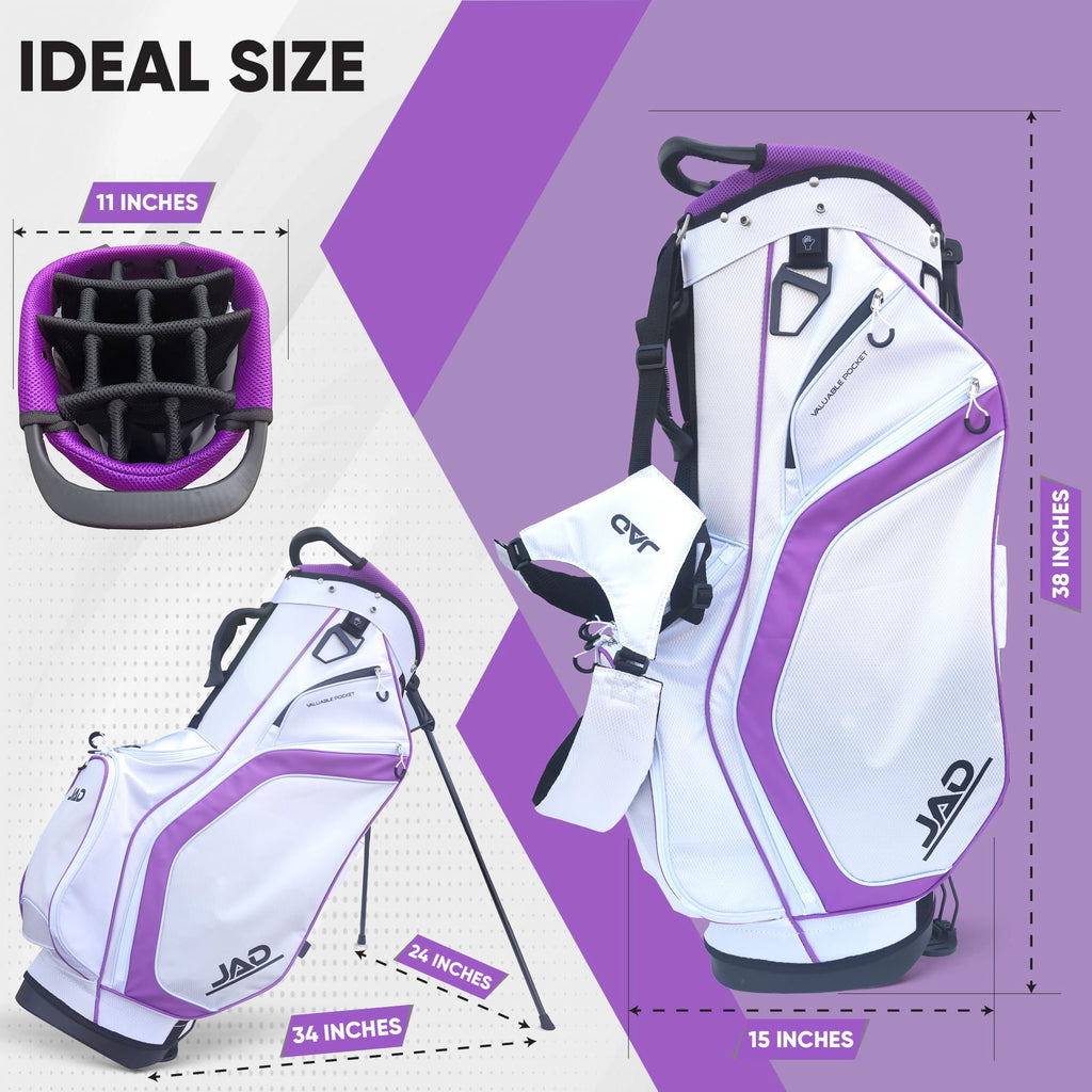 JAD Lightweight Womens Golf Bag, Golf Stand Bag for Women/Ladies, 14-Way Top Dividers, Ultra Lightweight, Large Pockets for Accessories, Durable Water Resistant