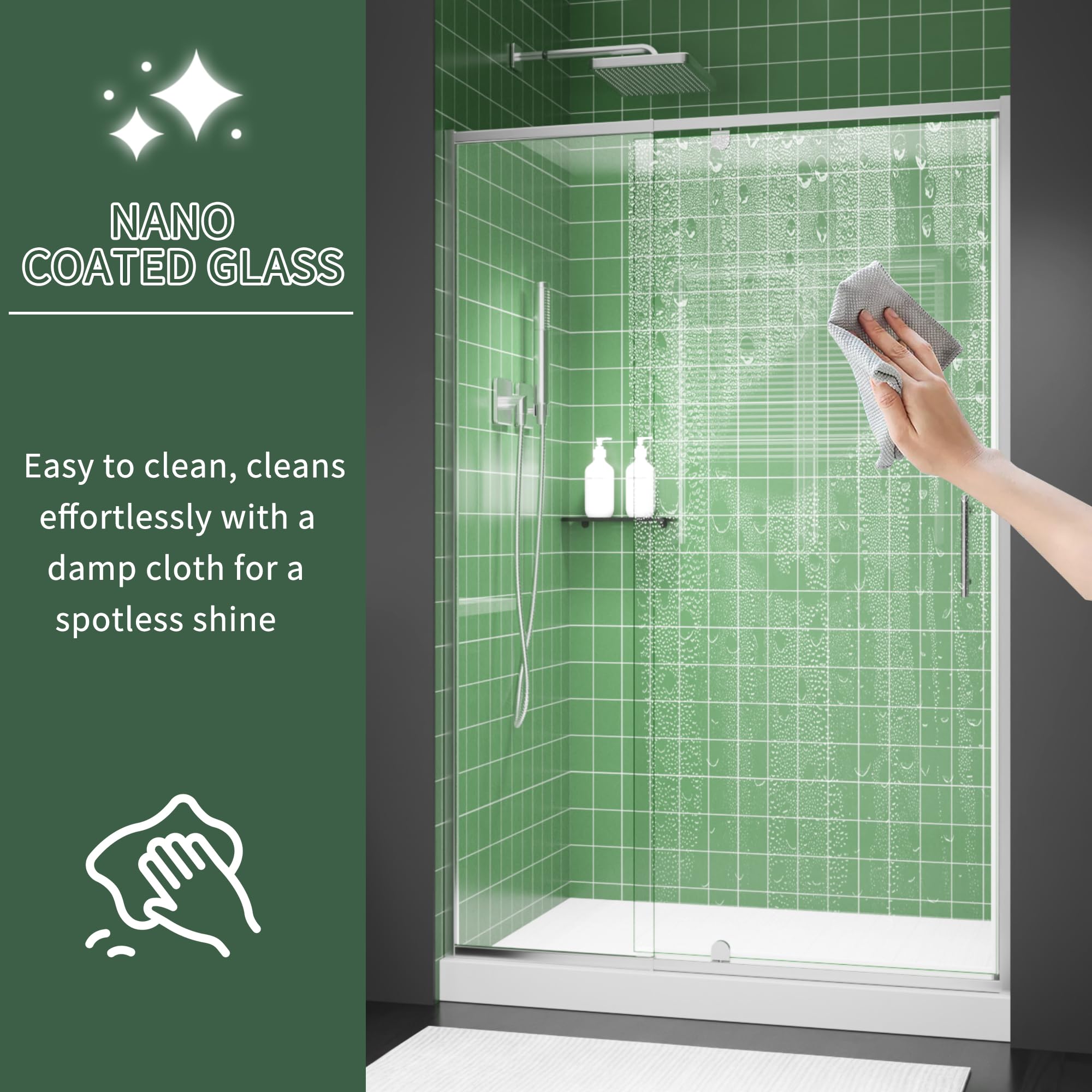 38–42 Inch W x 71 Inch H Semi-Frameless Pivot Shower Door, Swing Glass Shower Door with 1/4" (6mm) Clear SGCC Tempered Glass, Matte Black Finish, Reversible Installation for Bathroom