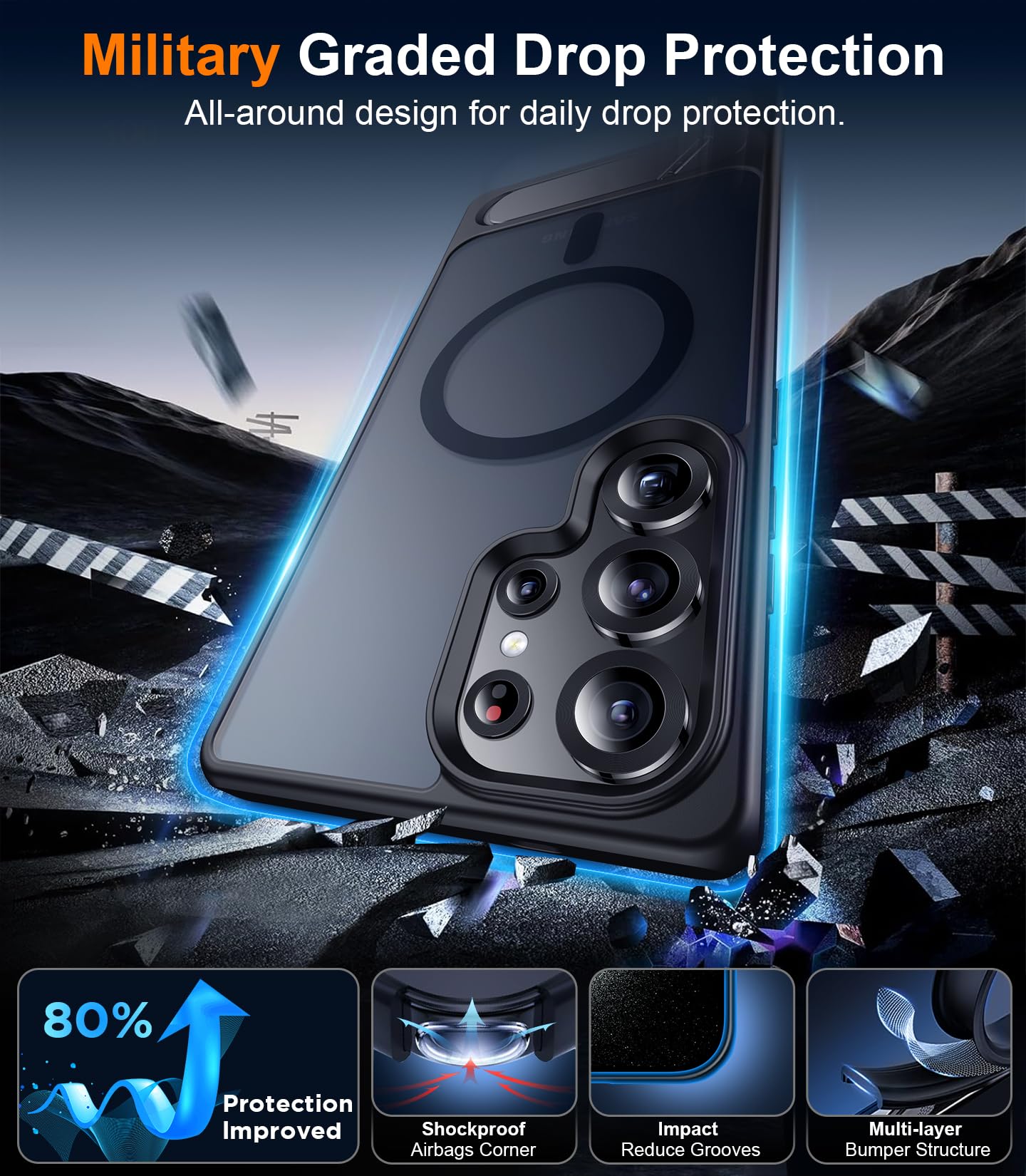 for Samsung Galaxy Z Fold 8 Case,[Compatible with MagSafe][Built-in HD Screen Protector & Kickstand][Hinge Protection]Translucent Matte Full-Body Shockproof Phone Case for Galaxy Z Fold 8,Black