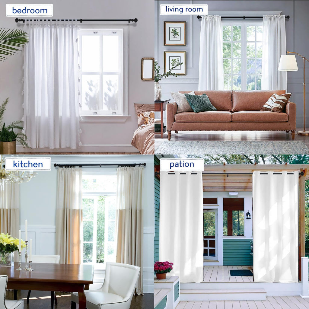 Curtain Rods for Windows 48-84 inch,3/4 inch Heavy Duty Adjustable Decorative Curtain Rod with Modern Finials,Window Rods for Bedroom, Living Room,Patio and Kitchen