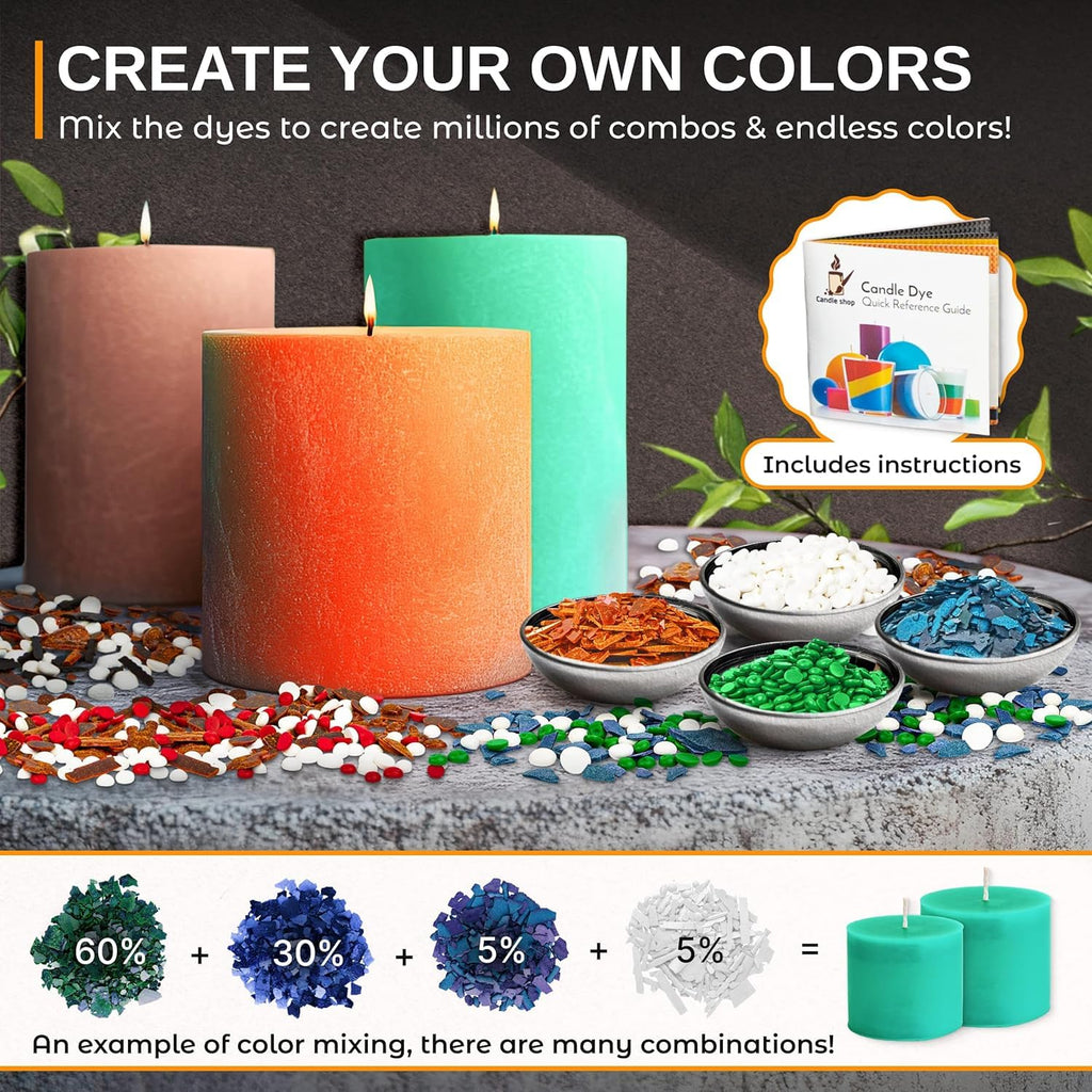 Liquid Candle Wax Dye for Soy Candle Making - 16 Popular Candle Dye Coloring Set - Premium Liquid Candle Wax Coloring - Highly Concentrated Candle Colors
