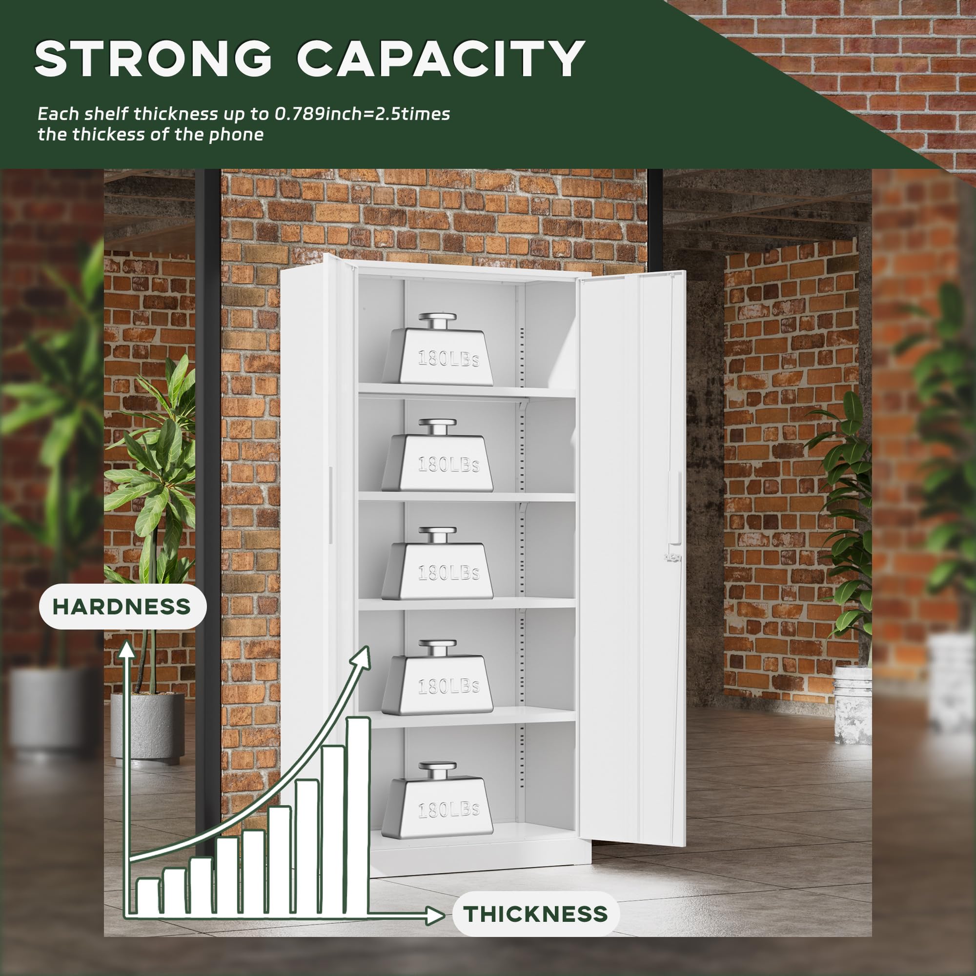 Greenvelly Metal Storage Cabinet, 36" Locking Storage Cabinet with Doors and Shelves, Lockable Storage Cabinets for Home Office, Utility Locker Cabinet, Steel Garage Cabinet with 2 Keys, Black