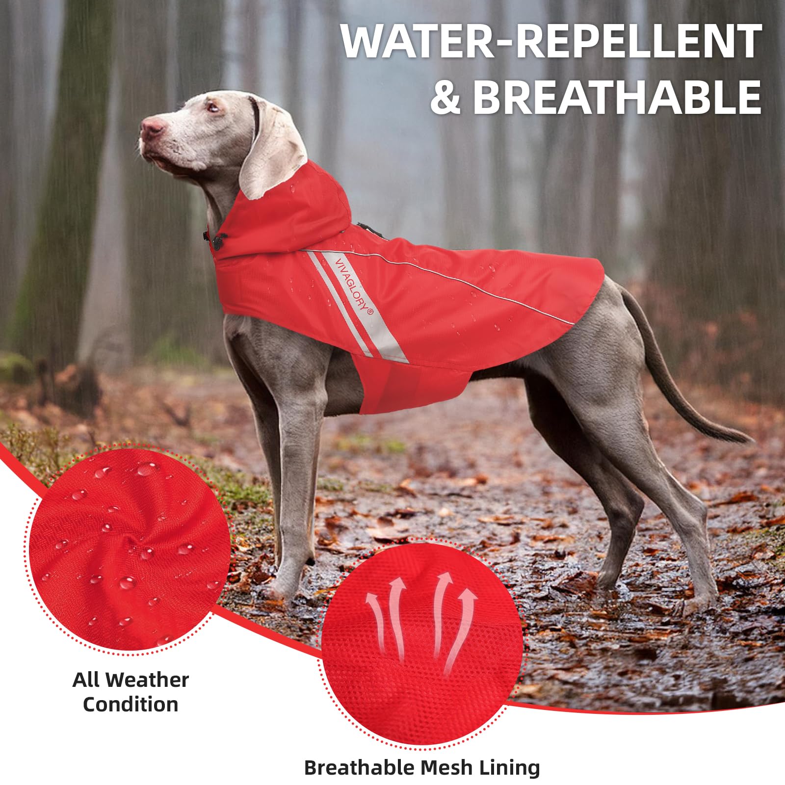 VIVAGLORY Wetoff Dog Raincoat, Rain Coat for Dog All Seasons Adventure, Rain Jacket with Harness Hole & Hood, Reflective Lightweight Waterproof for Doggy & Puppy, XXS, Blue