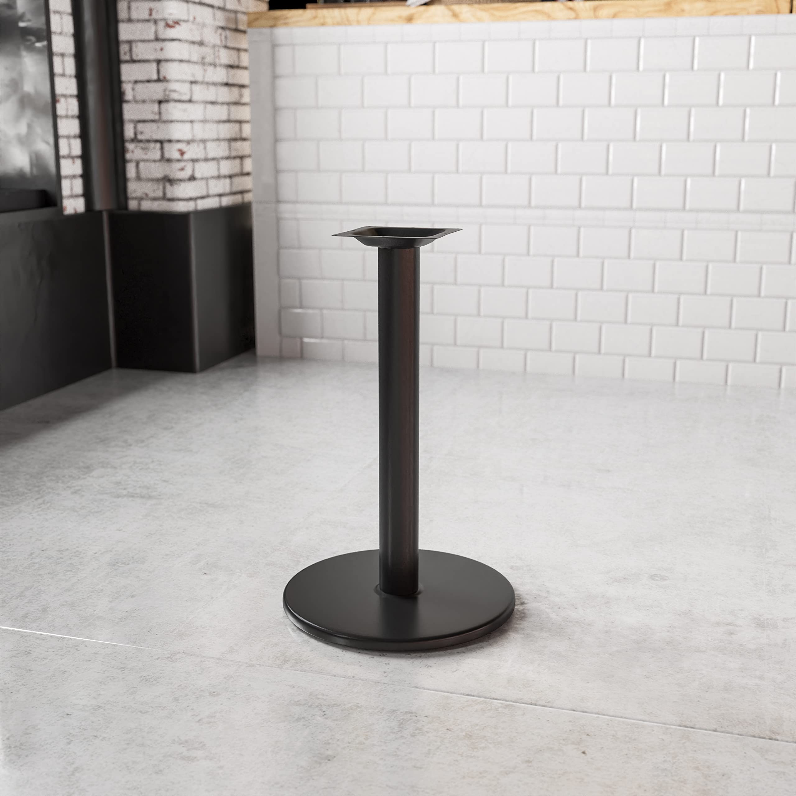 Flash Furniture Beverly 18" Round Restaurant Table Base with 3" Diameter Table Height Column, Commercial Cast Iron Restaurant Round Table Base, Black