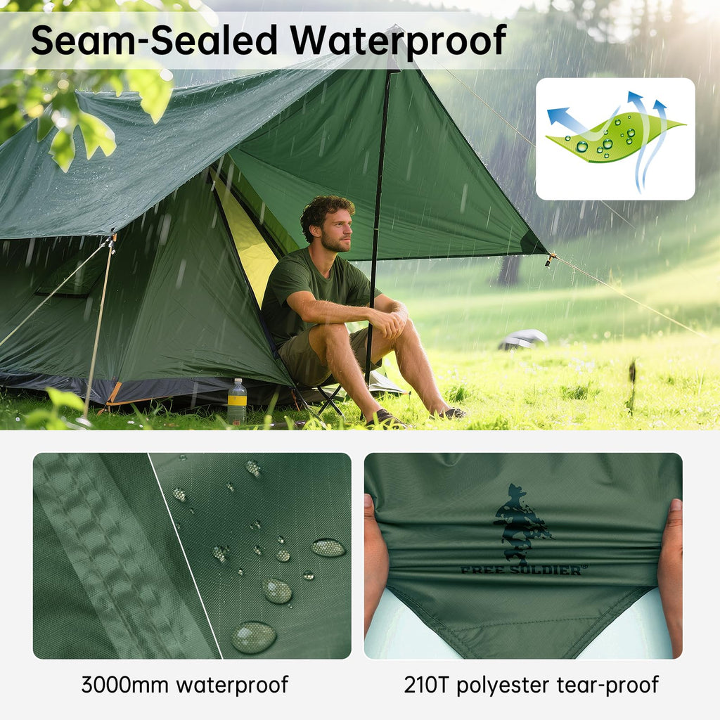 Free Soldier Waterproof Portable Tarp Multifunctional Outdoor Camping Traveling Awning Backpacking Tarp shelter Rain Tarp