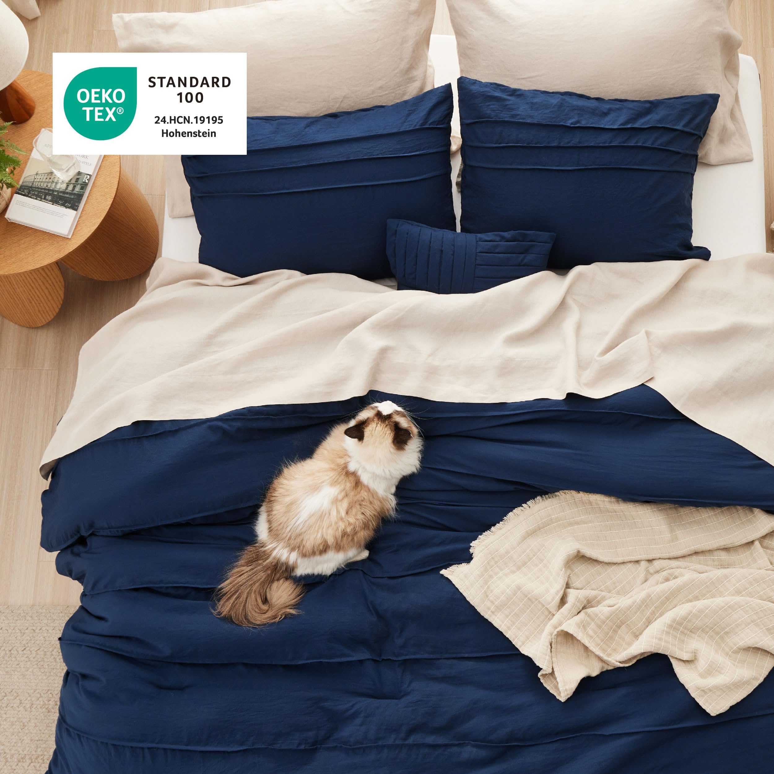 Bedsure Twin Comforter Set - 3 Pieces Pinch Pleat Bed Set, Beige Boho Bedding for All Season, 1 Soft Comforter, 1 Pillowcase, 1 Decorative Pillow