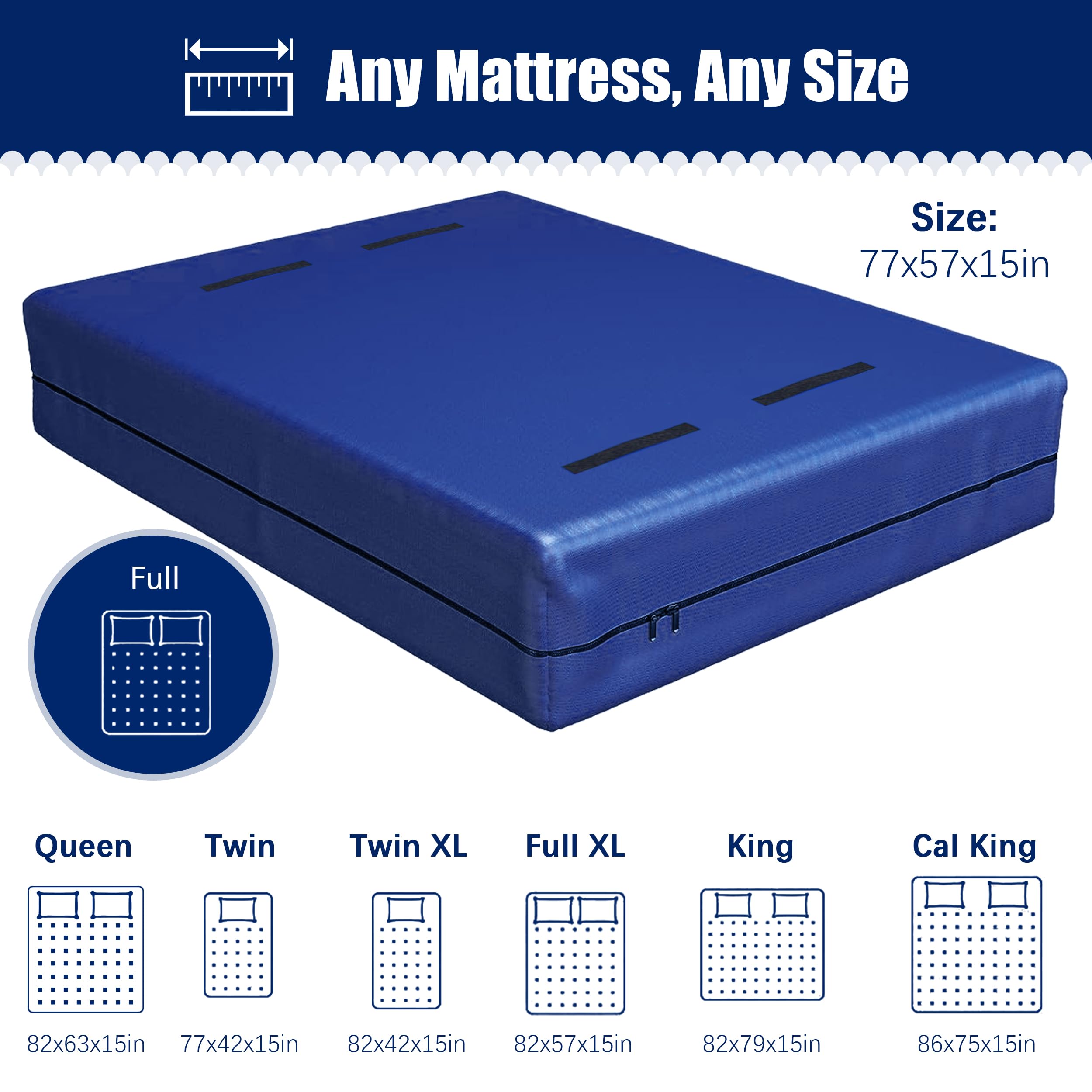 Cosy Family Mattress Bags for Moving with 8 Handles - 170GSM Extra-Thick Mattress Bag for Moving Supplies - Reusable Mattress Cover Protector Storage with Zipper - Queen Size - Blue (Pack of 2)