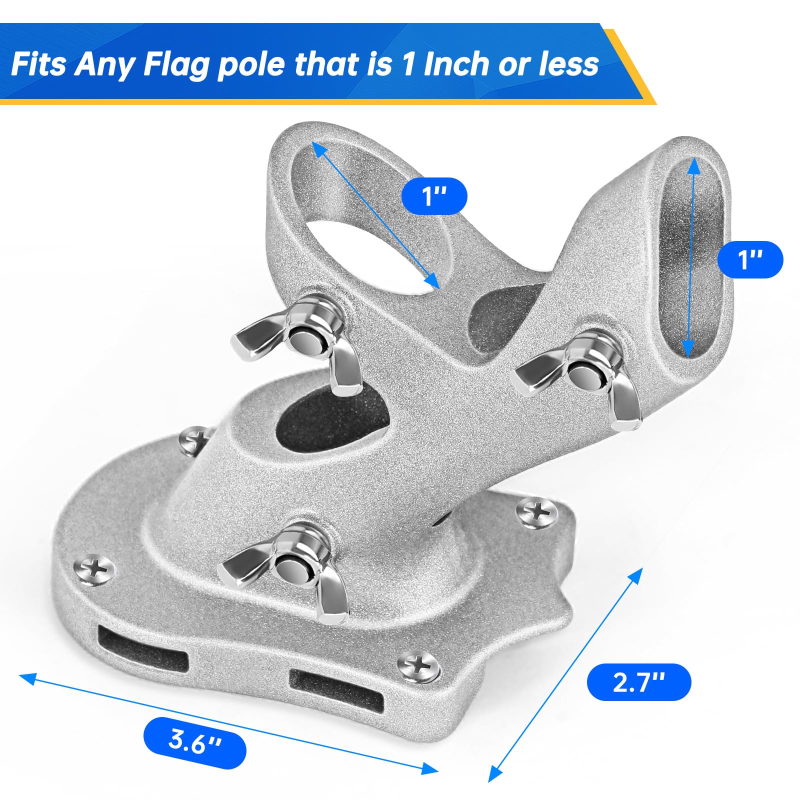Flag Pole Holder, Anovo Flag Pole Brackets Mount Outside House Heavy-Duty Aluminum Metal Rust Proof Bracket 1" Inner Diameter 2 Positions with Hardwares for Outdoor Wall Mounting Porch(Black-1 Pack)