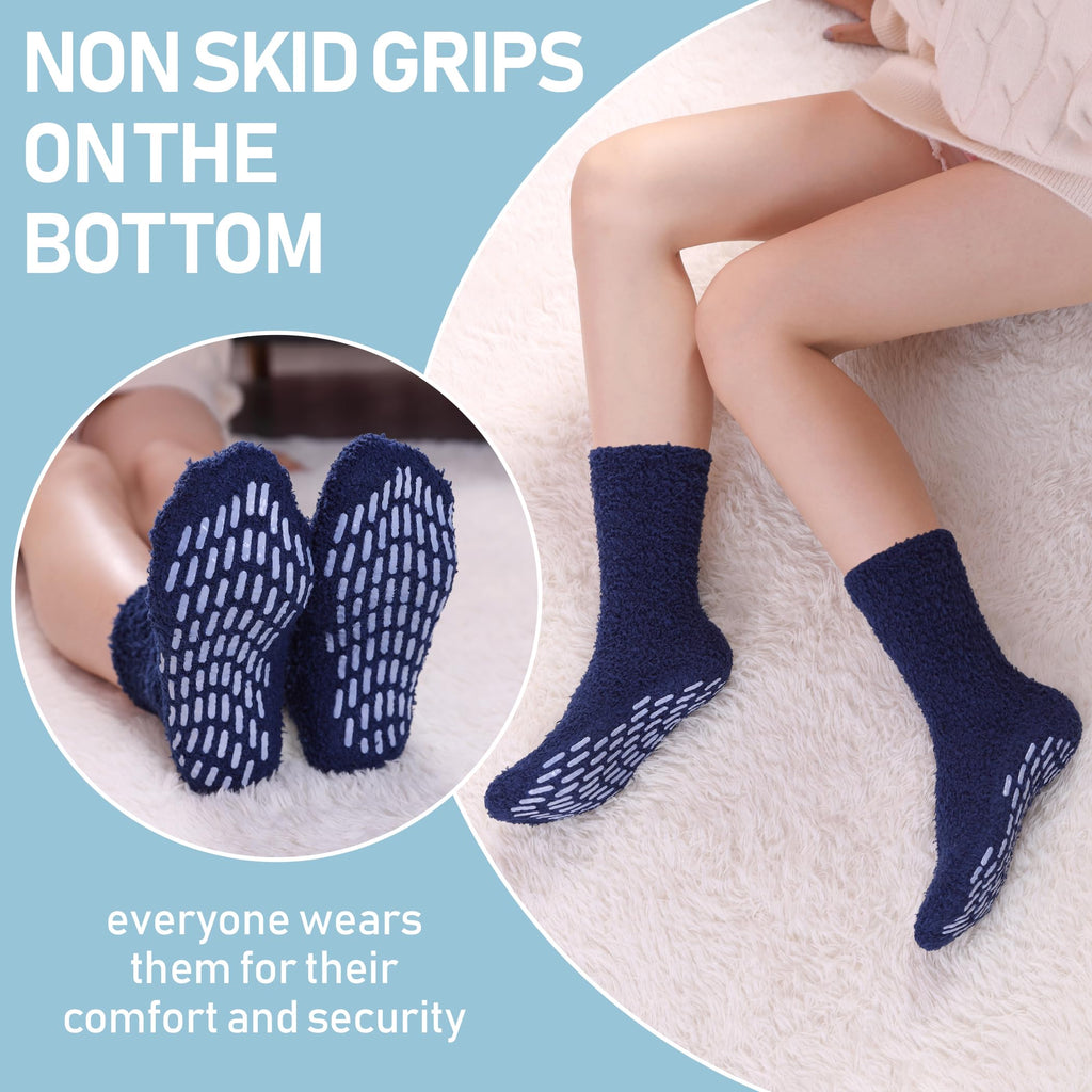 Yebing Non Slip Hospital Socks for Women with Grips Fuzzy Cozy Anti Skid Slipper Socks Winter Warm Soft Fluffy Sleep Socks