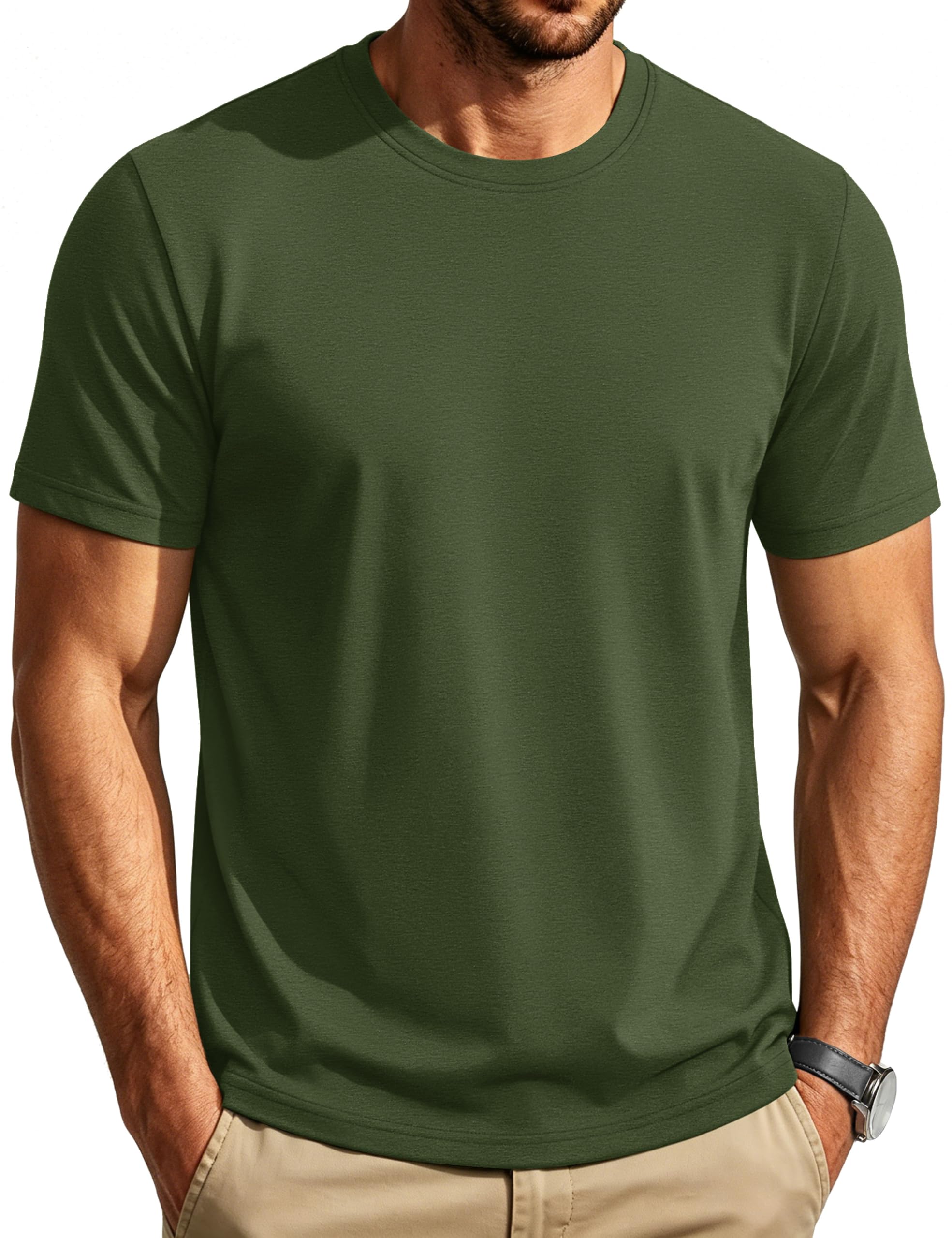 Cotrasen Mens T-Shirts Short Sleeve Cotton Crew Neck Lightweight Moisture Wicking Casual Soft Basic Plain Tee Shirts