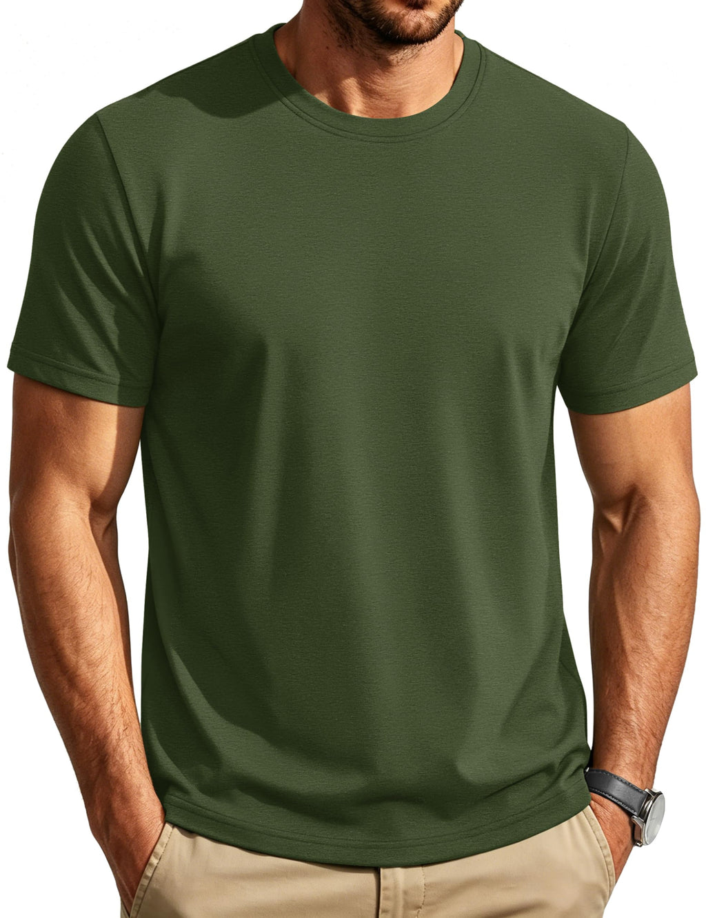 Cotrasen Mens T-Shirts Short Sleeve Cotton Crew Neck Lightweight Moisture Wicking Casual Soft Basic Plain Tee Shirts