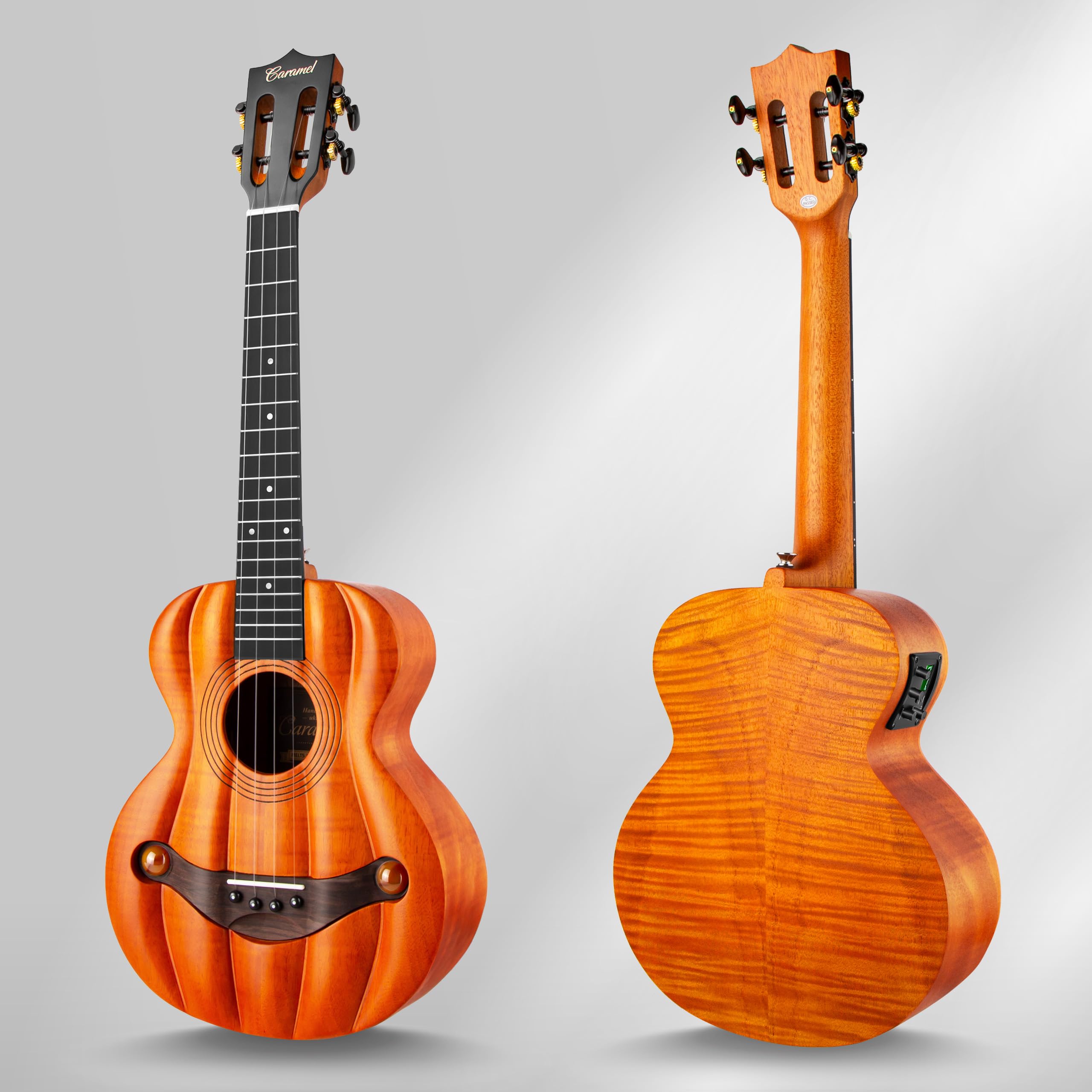 Caramel TEG95 Butterfly Bocote Glossy Tenor Acoustic & Electric Ukulele | 26-inch Handmade Professional Ukelele Kit with Accessories