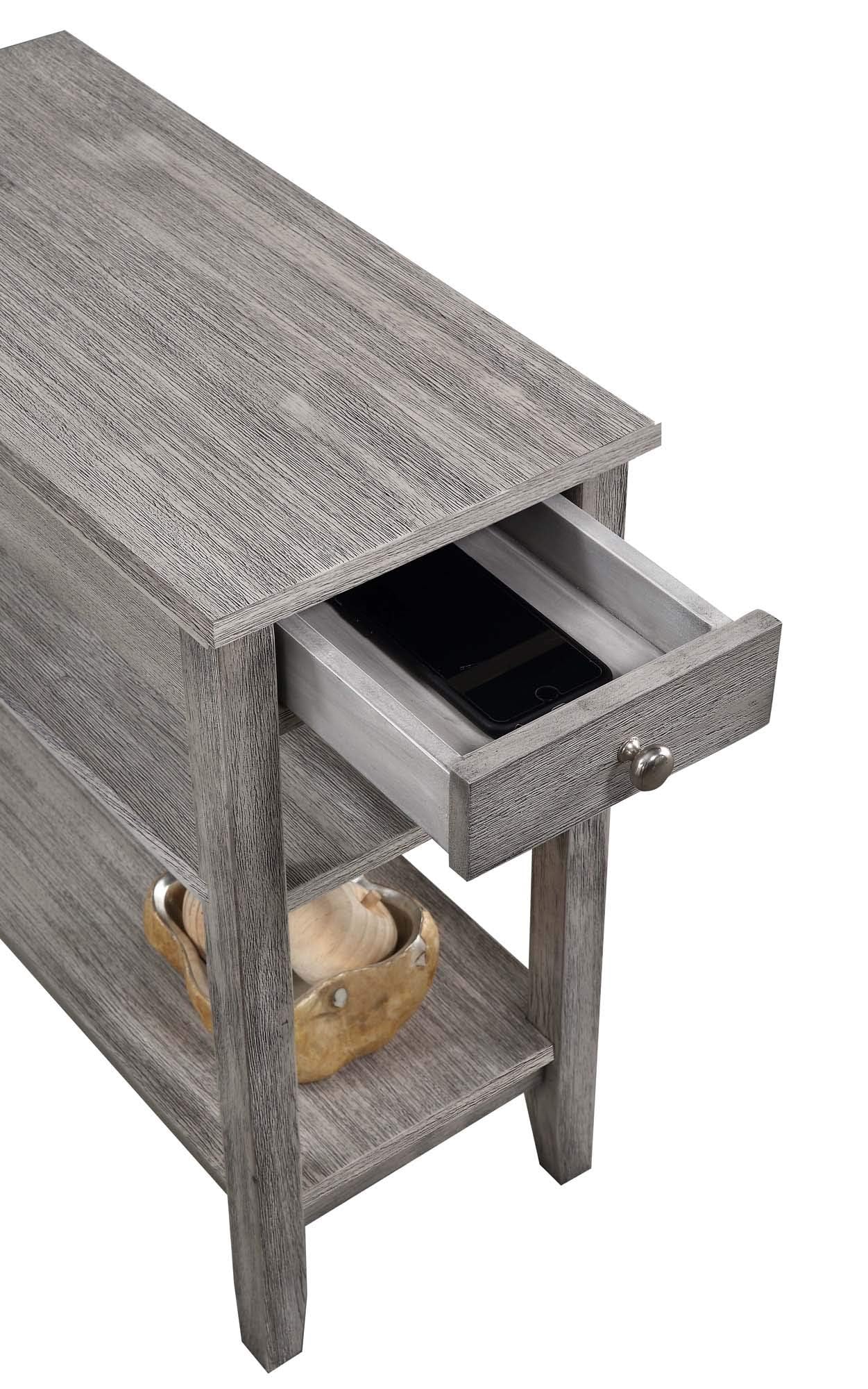 Convenience Concepts American Heritage Chairside End Table with Drawer 23.5" - Classic Living Room Table with Storage Shelf, Bedroom Nightstand, Black