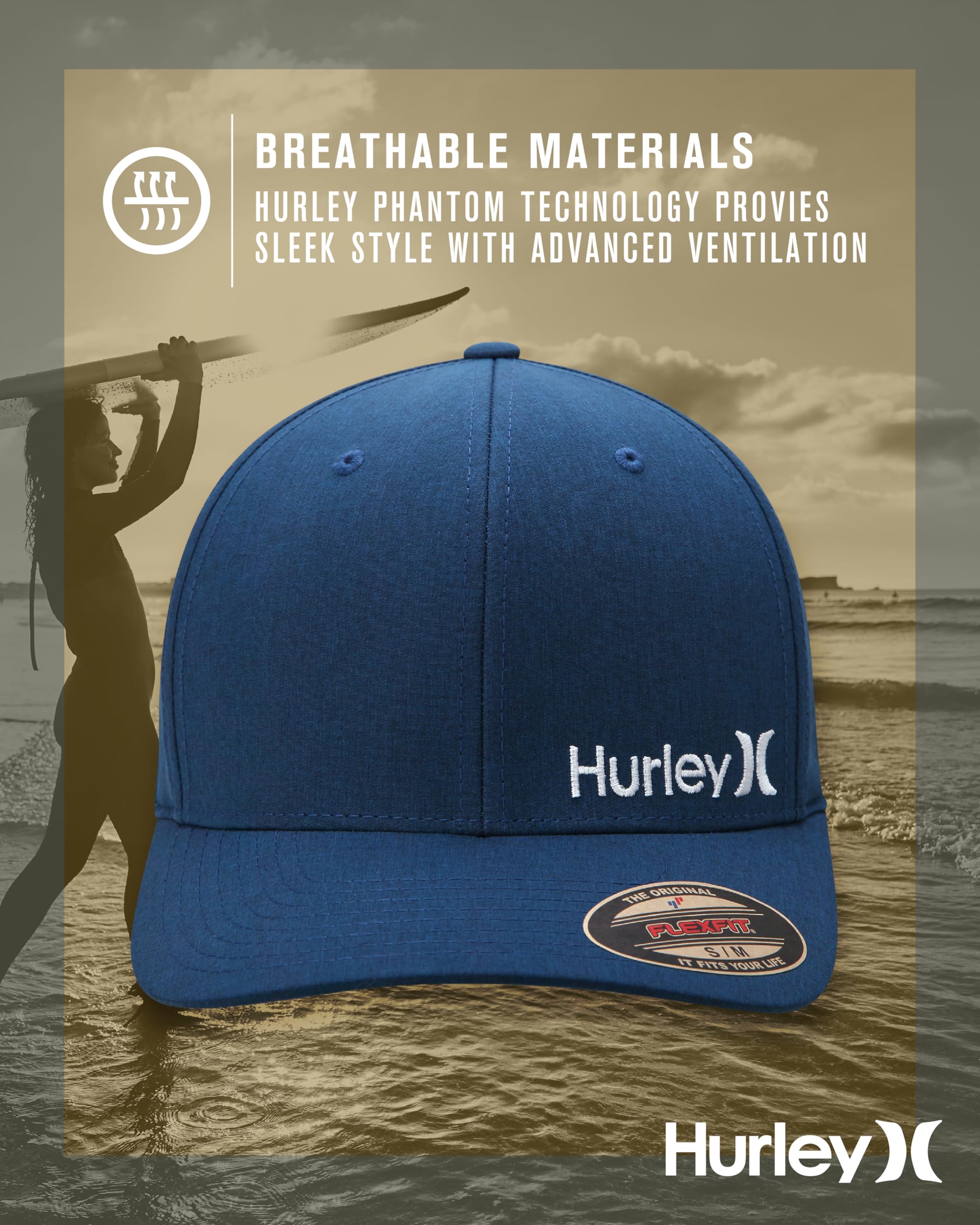 Hurley mens One & Only Corp Flexfit Perma Curve Bill Baseball Hat